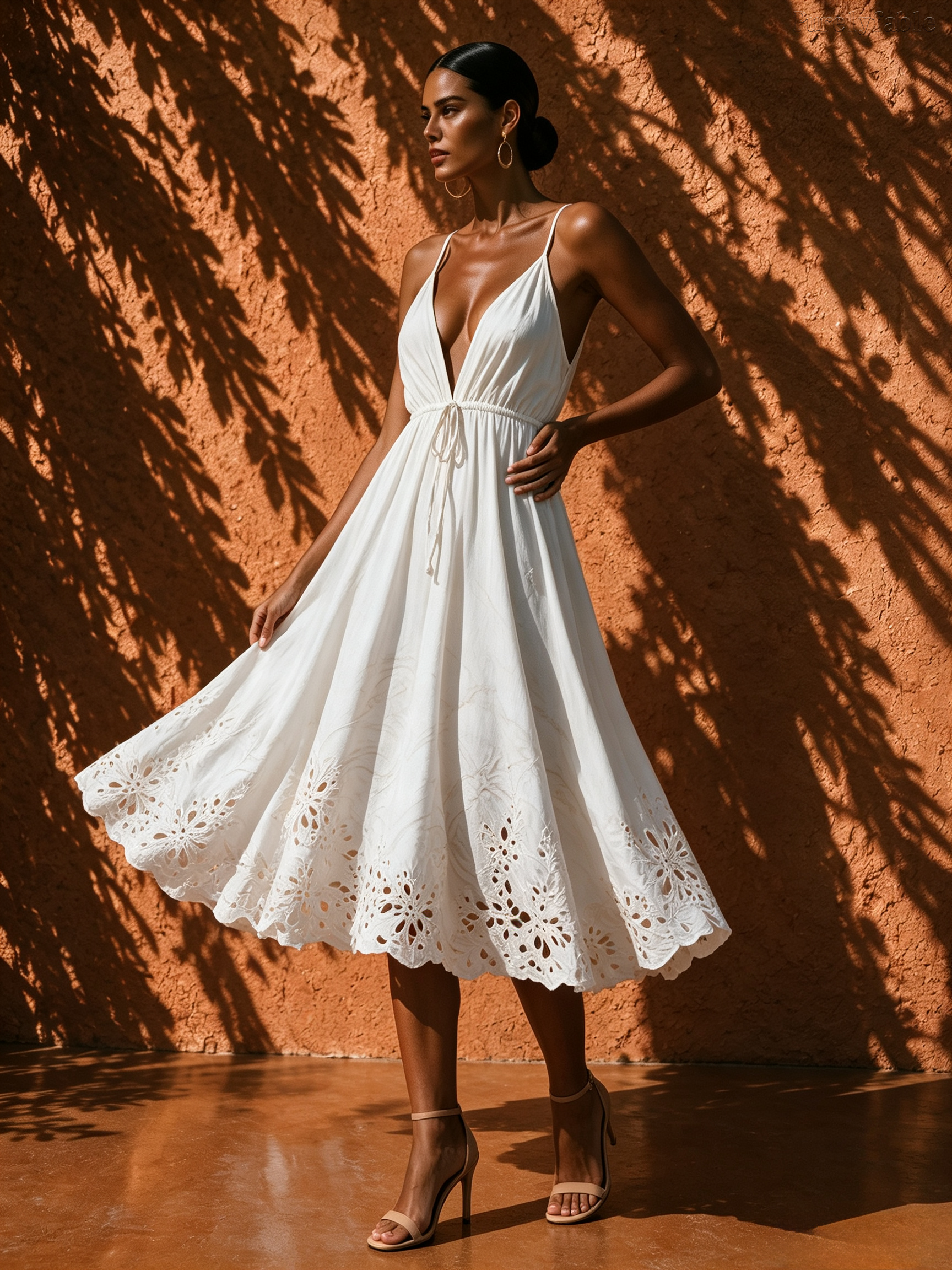 Elysia White Camisole Midi Dress