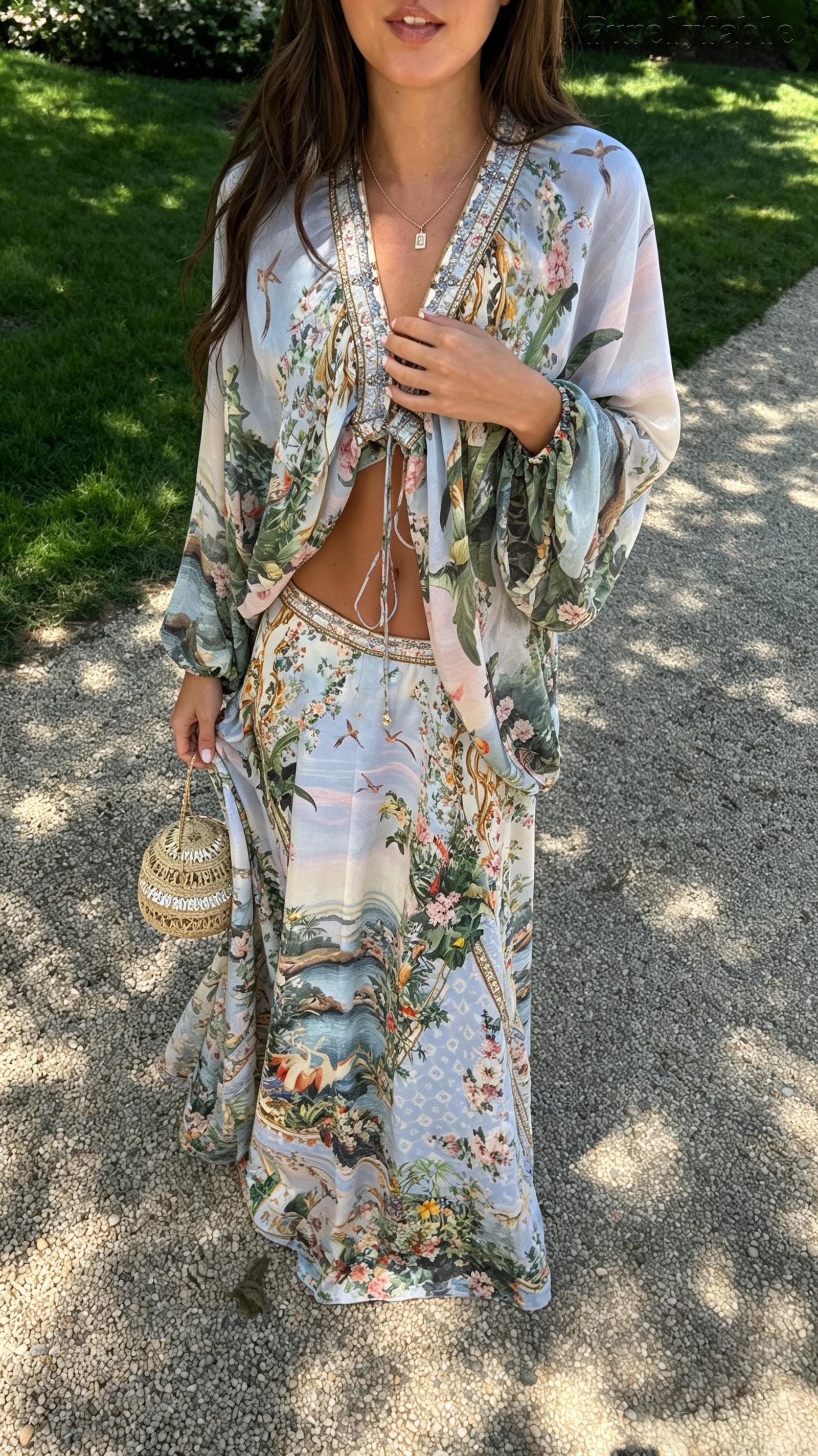 Aurora Multi-Color  Deep V Front Strapless Dress Set