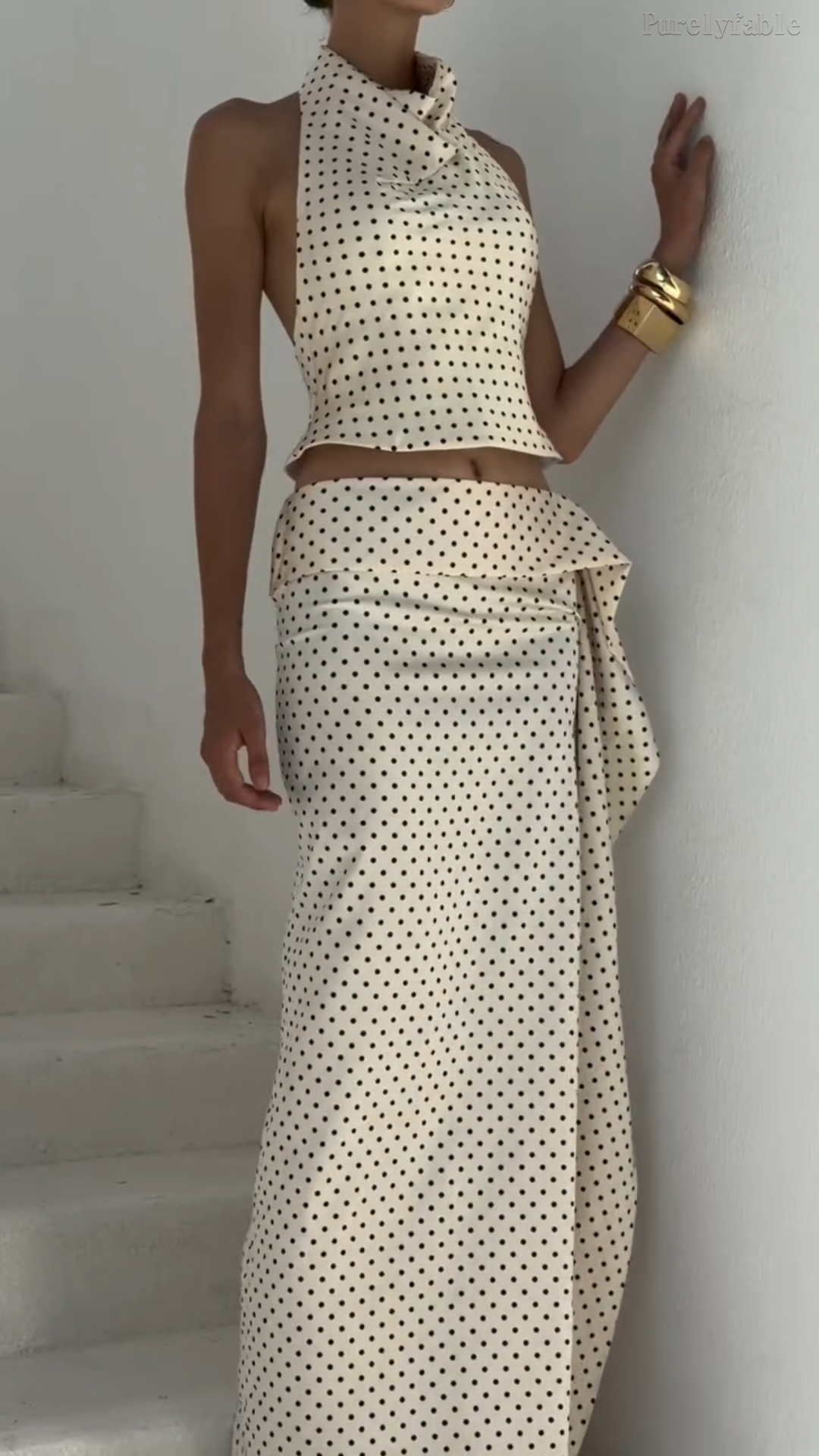 Josephine White Dot Neckline Dress Set