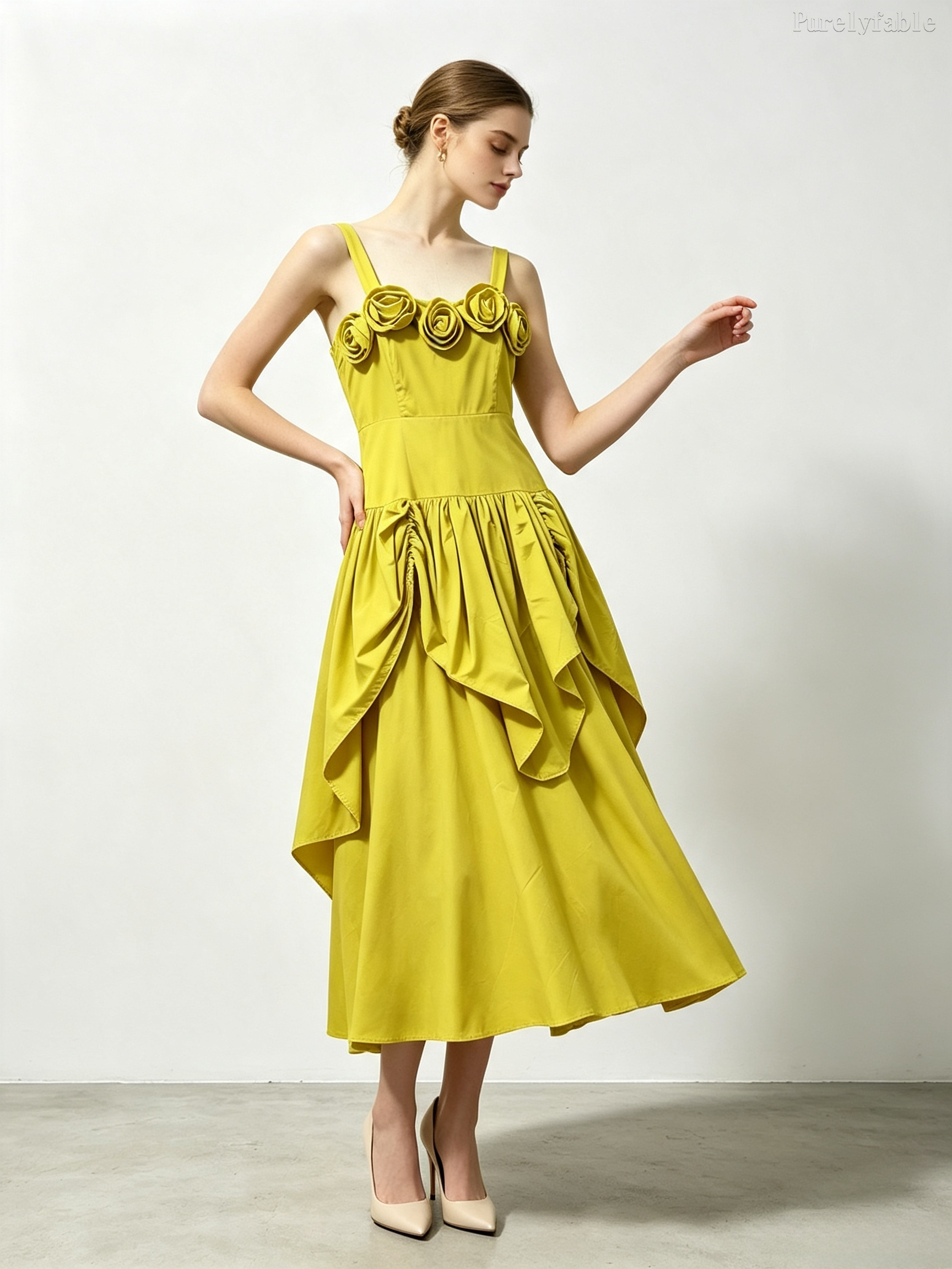 Eloise Rose-Colored High-Waisted A-Line Strapless Long Dress