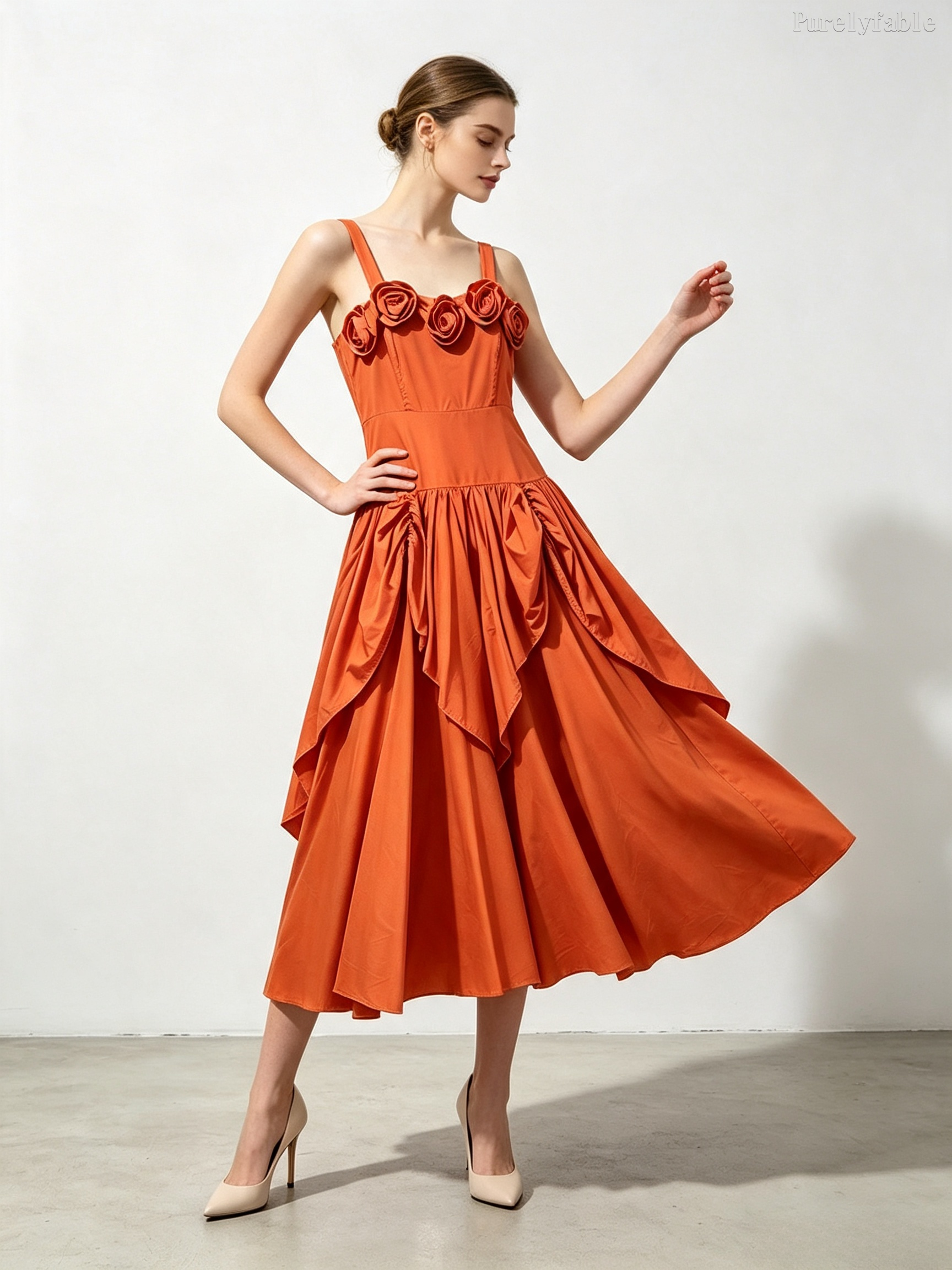 Eloise Rose-Colored High-Waisted A-Line Strapless Long Dress