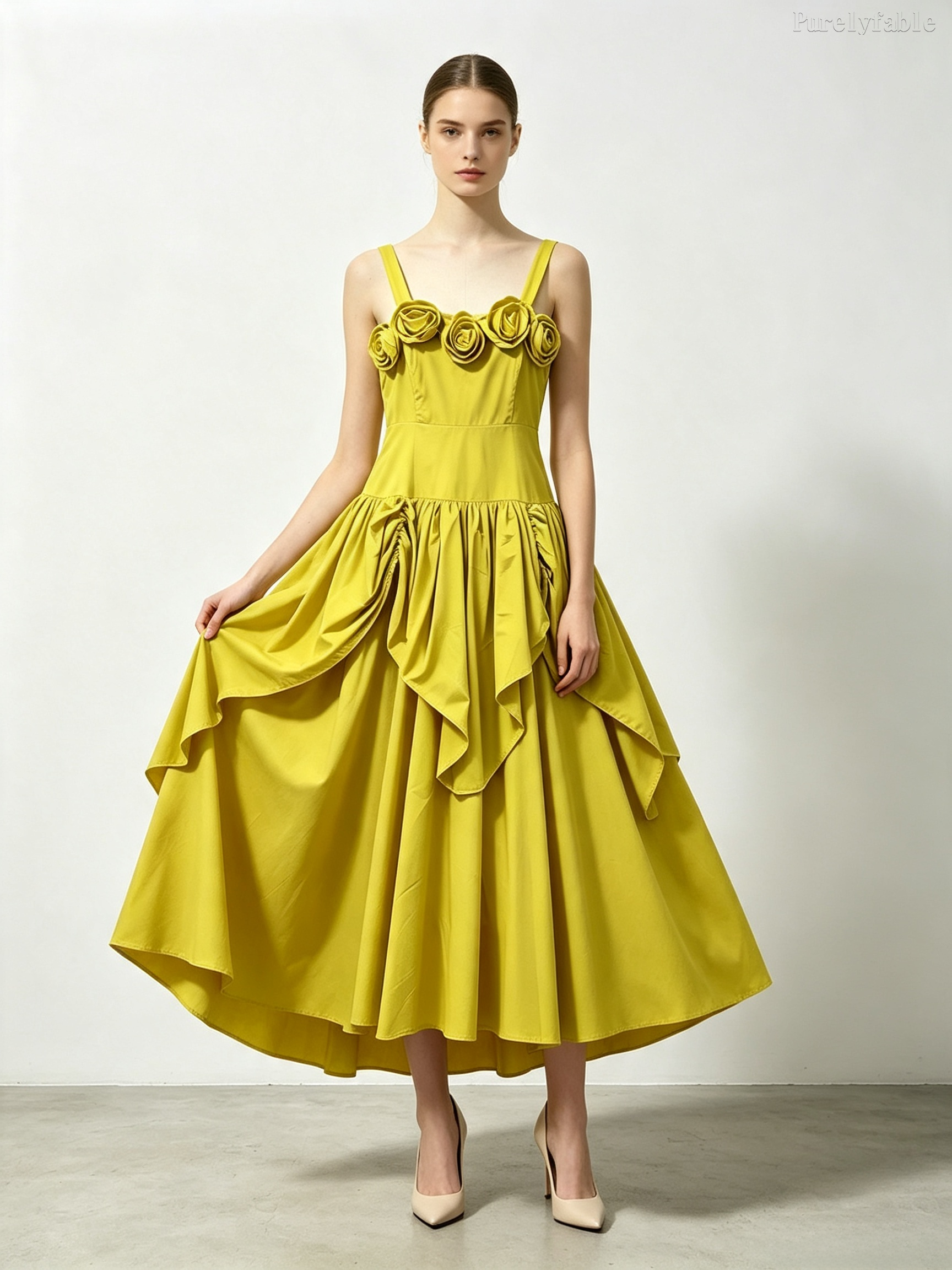 Eloise Rose-Colored High-Waisted A-Line Strapless Long Dress