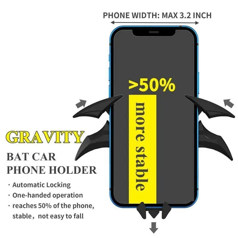 Dark Knight Car Phone Holder: Batwing Design, Universal Air Vent Mount for Smartphones