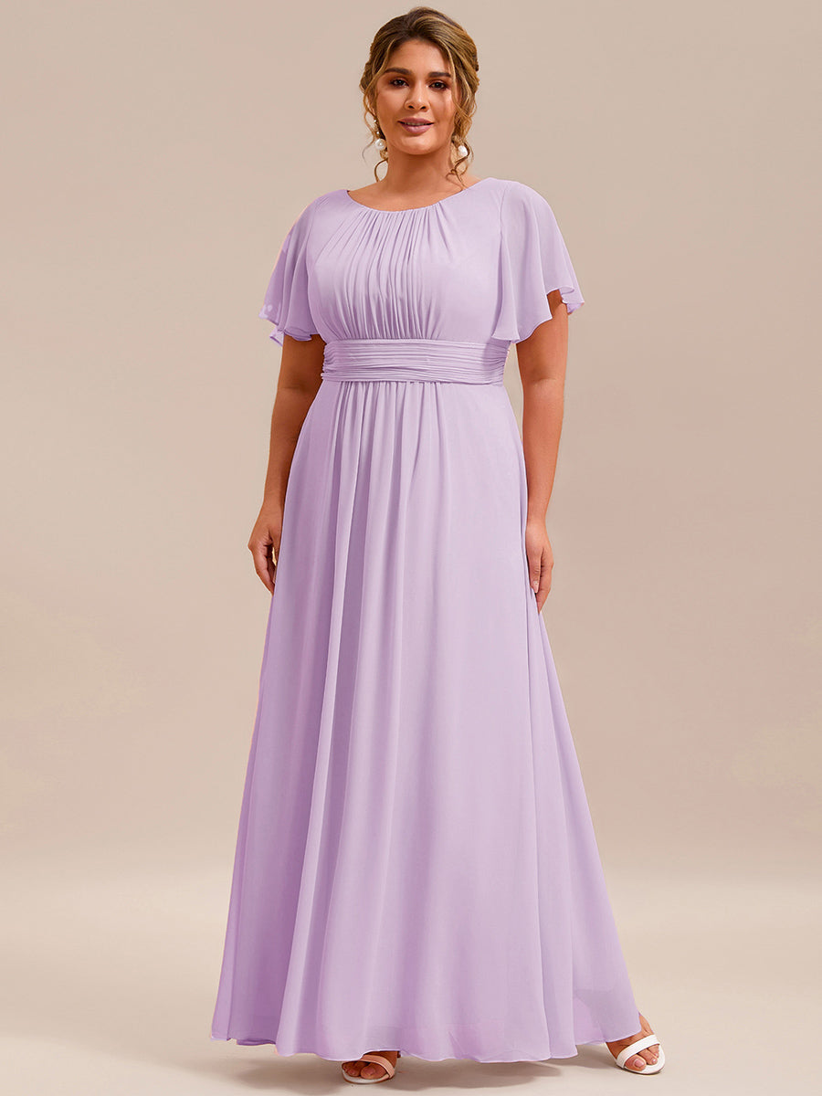 Plus Size Printed Chiffon Pleated Maxi Wedding Guest Dress