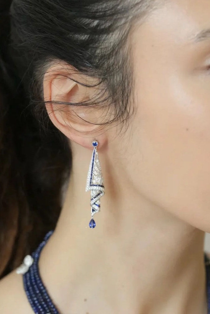 Vintage Gemstone Dangle Earrings-purelyfable