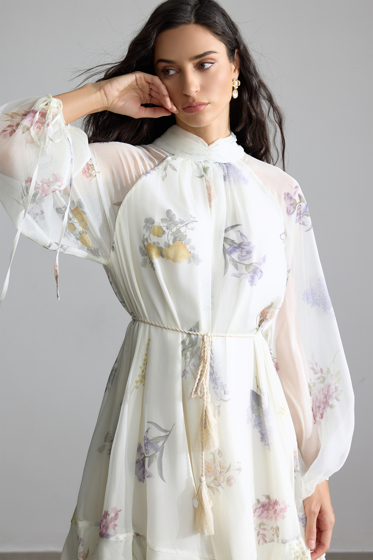 Renee Floral Print Puff Sleeve Maxi Dress-purelyfable