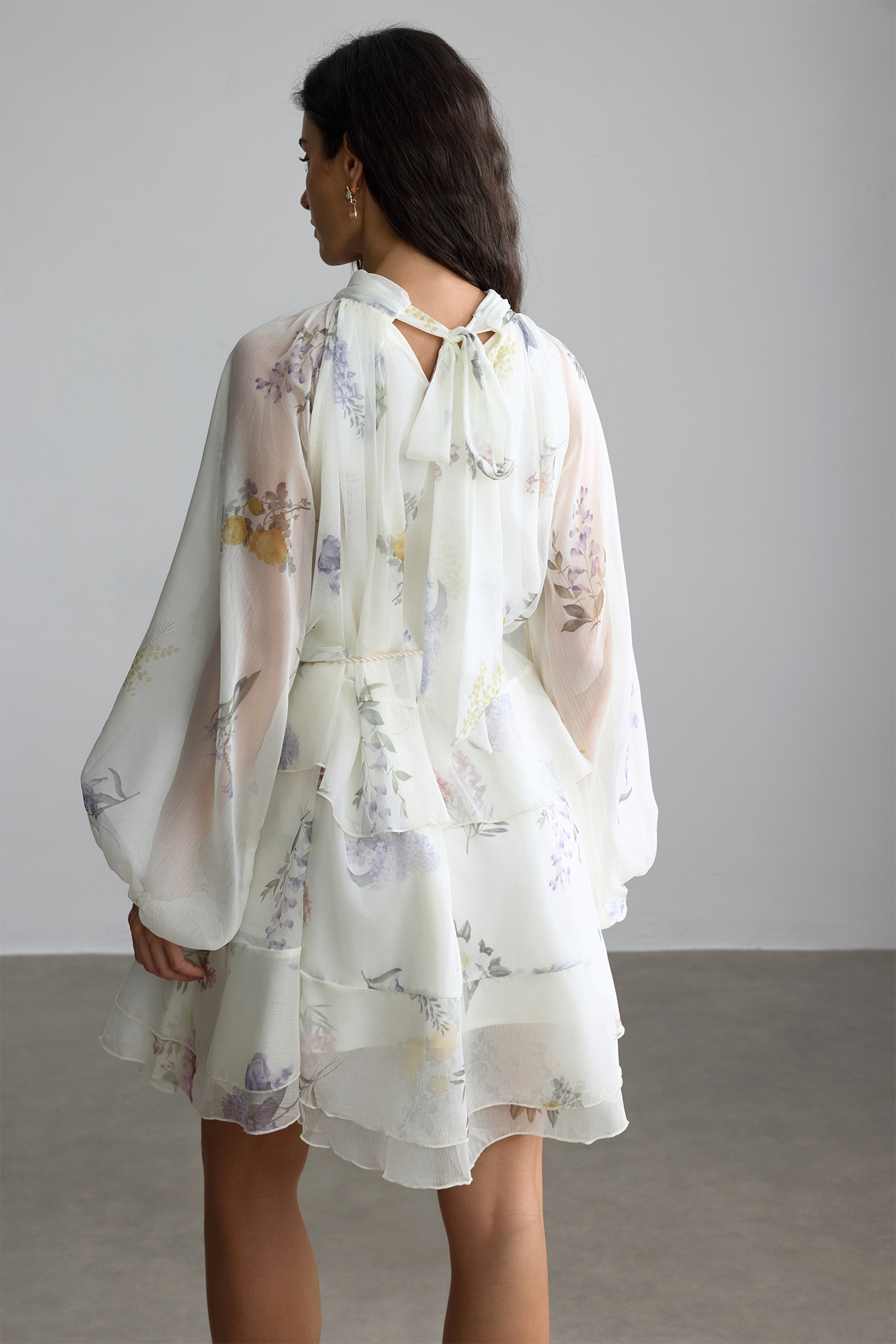 Felicia Floral Print Tiered Mini Dress