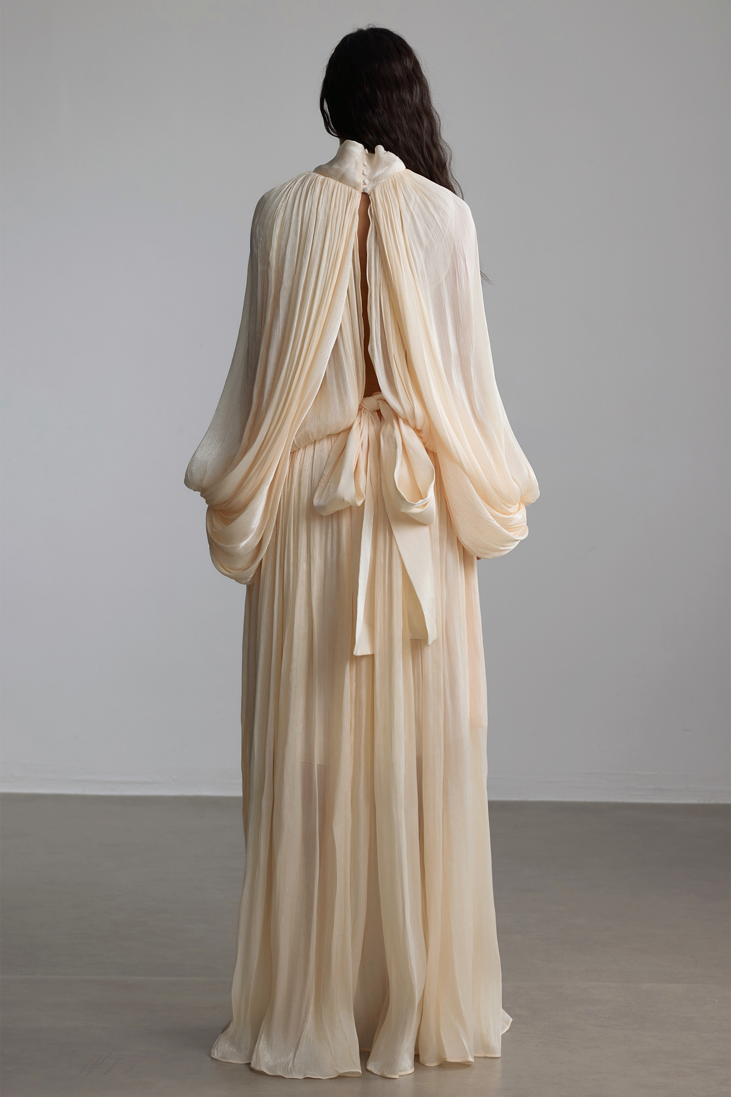 Eliza Tie Neck Puff Sleeve Maxi Dress-purelyfable
