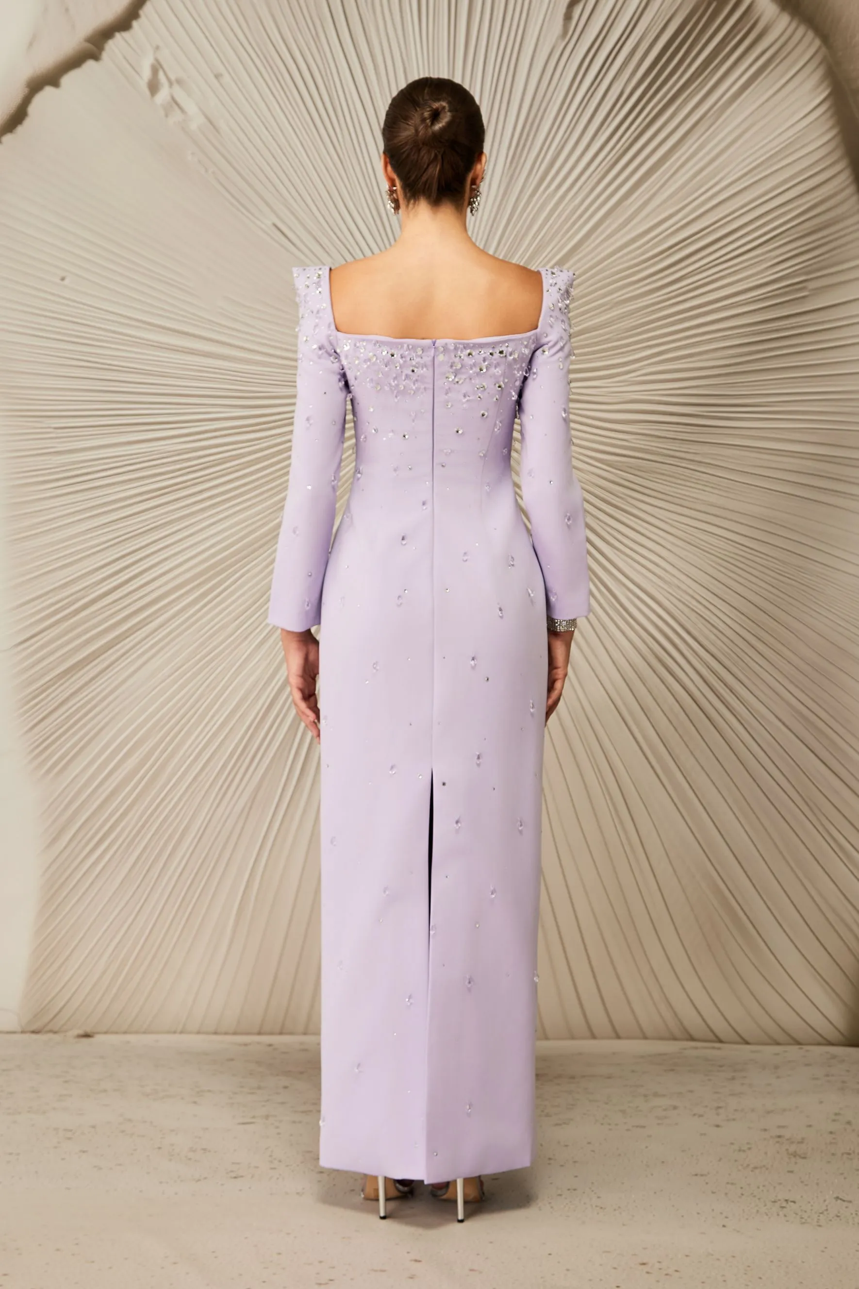 Isabella Crystal Embellished Square Neck Maxi Dress