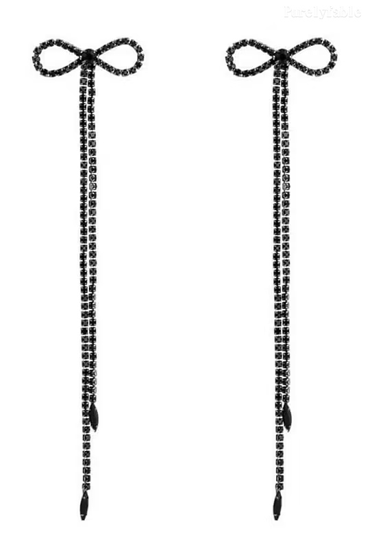 Black Tassel Bow Earrings