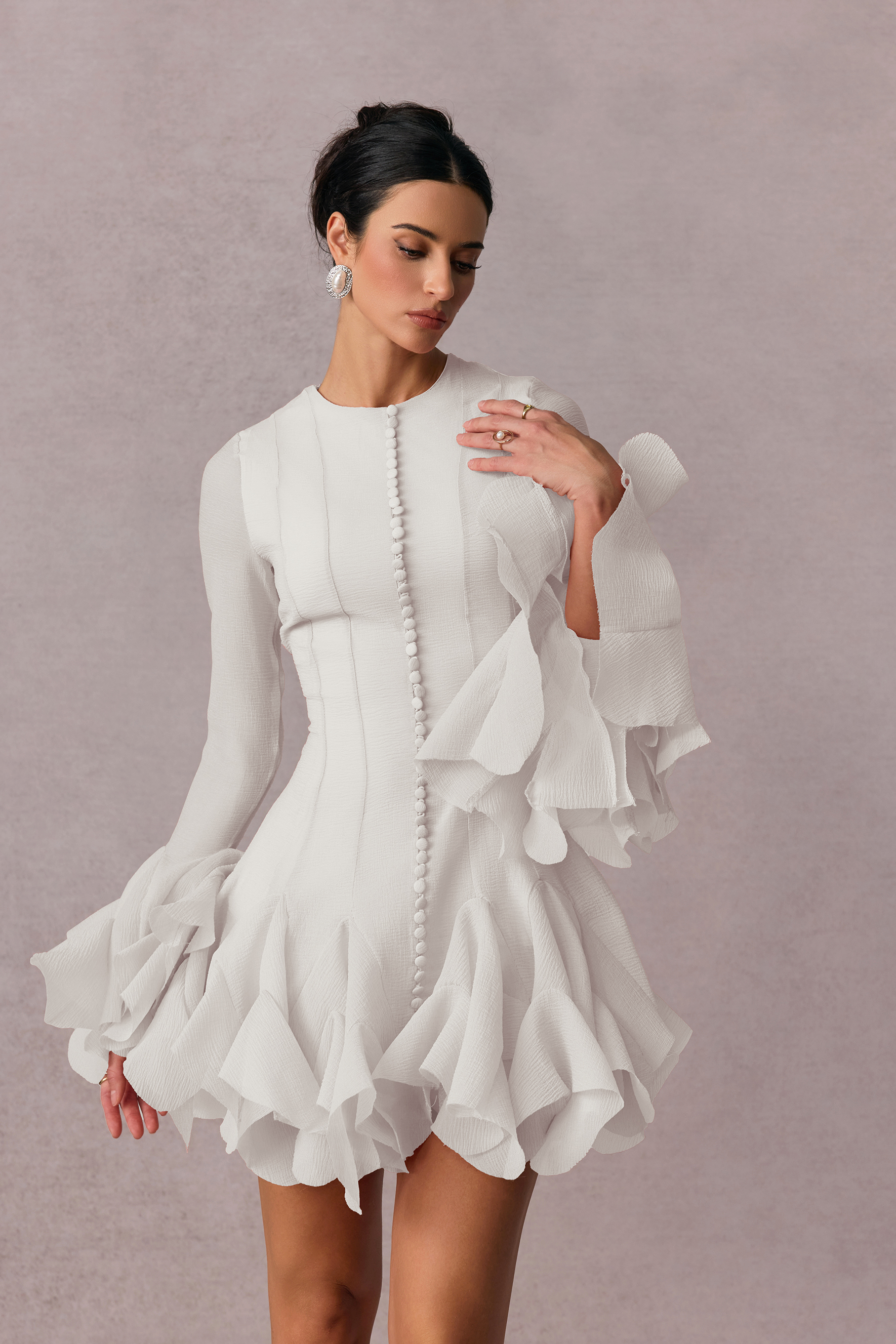 Leila Semi-sheer Flare Mini Dress-purelyfable