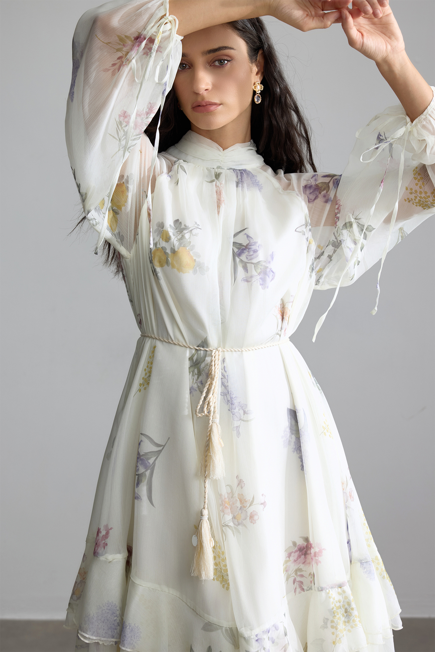Renee Floral Print Puff Sleeve Maxi Dress-purelyfable