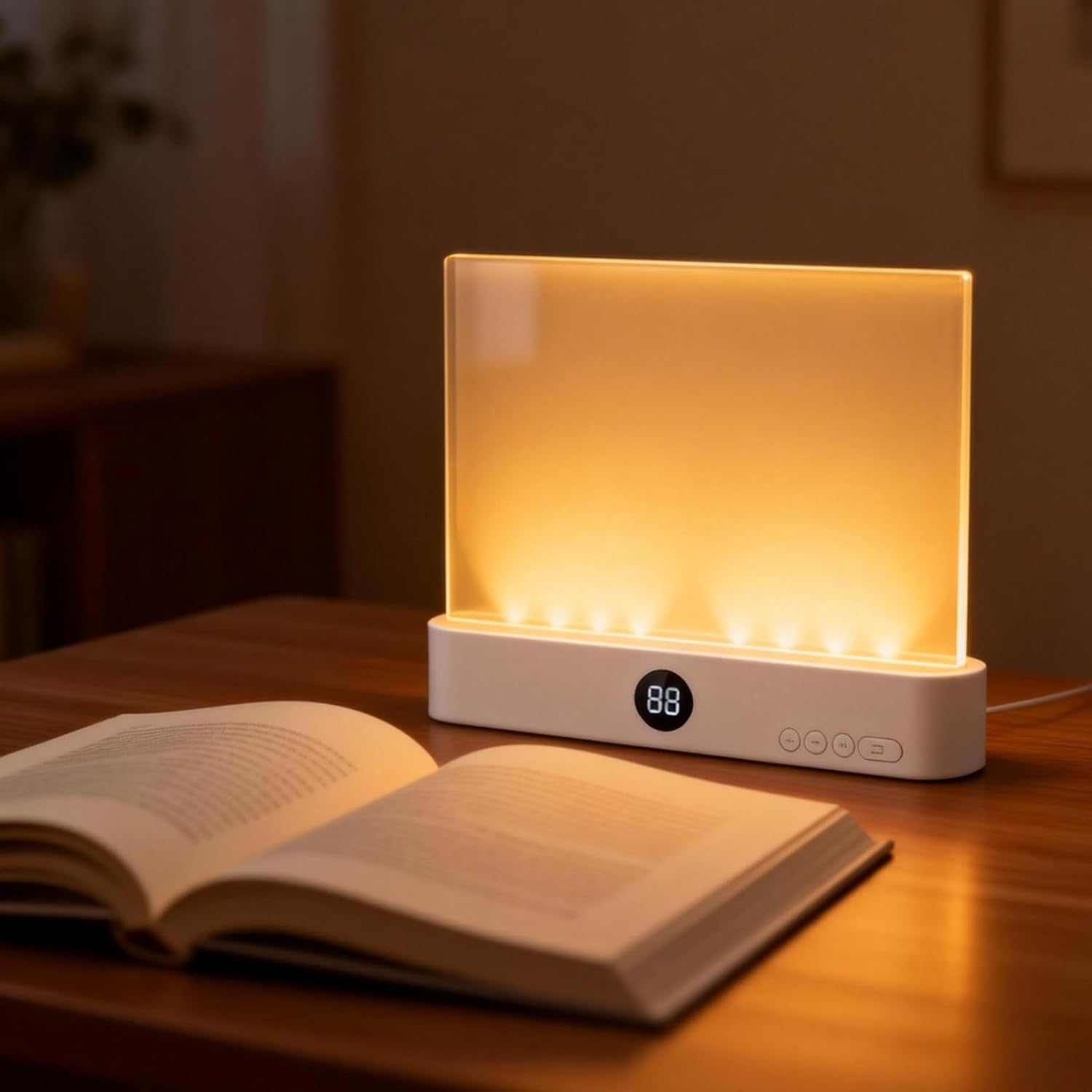 Book Lights for Reading at Night, Smart LED Reading Light, Flat Book Light, Rechargeable LED Clear Full Page Read𝗶ng L𝗶ght with 2 Colors & Timer, Dimmable Panel Plate Lamp for Readers Lovers (White)