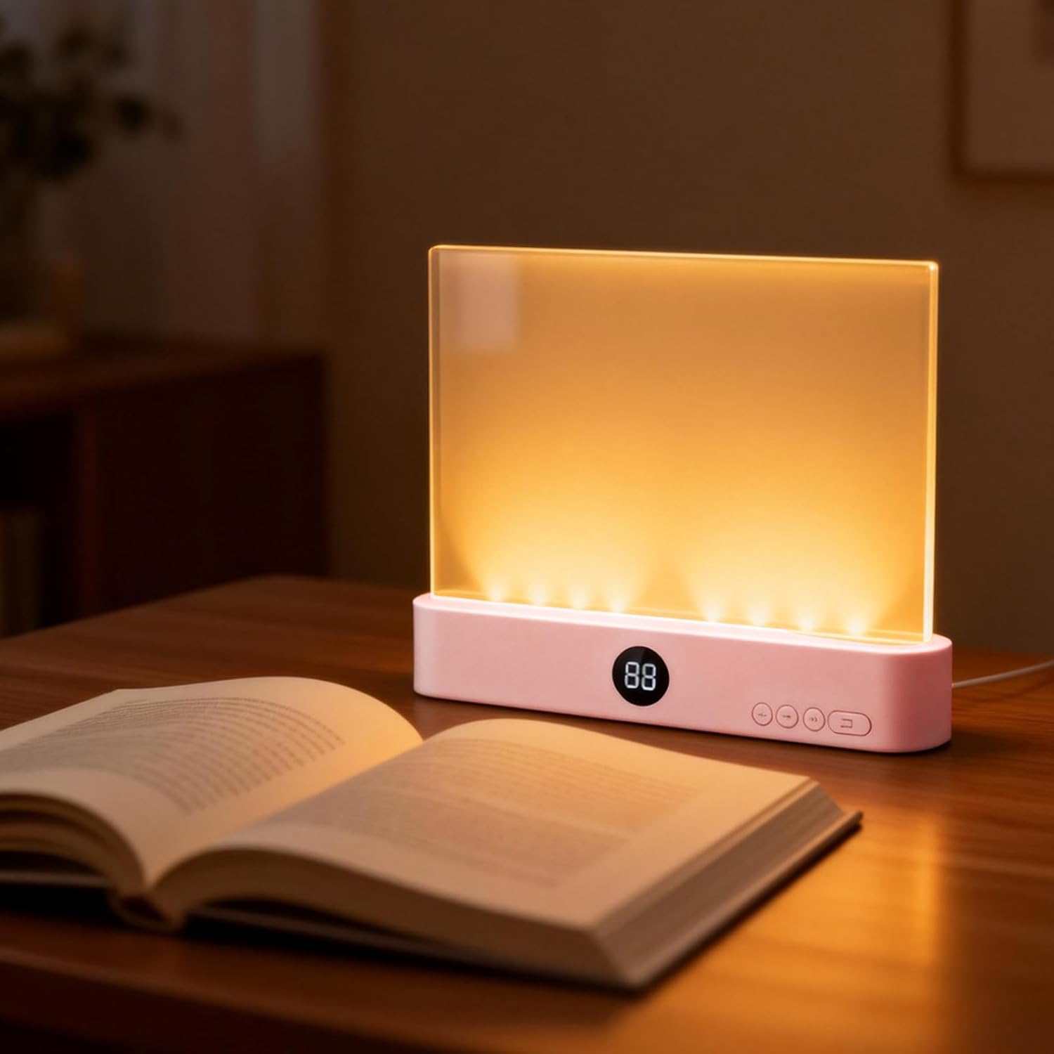 Book Lights for Reading at Night, Smart LED Reading Light, Flat Book Light, Rechargeable LED Clear Full Page Read𝗶ng L𝗶ght with 2 Colors & Timer, Dimmable Panel Plate Lamp for Readers Lovers (White)