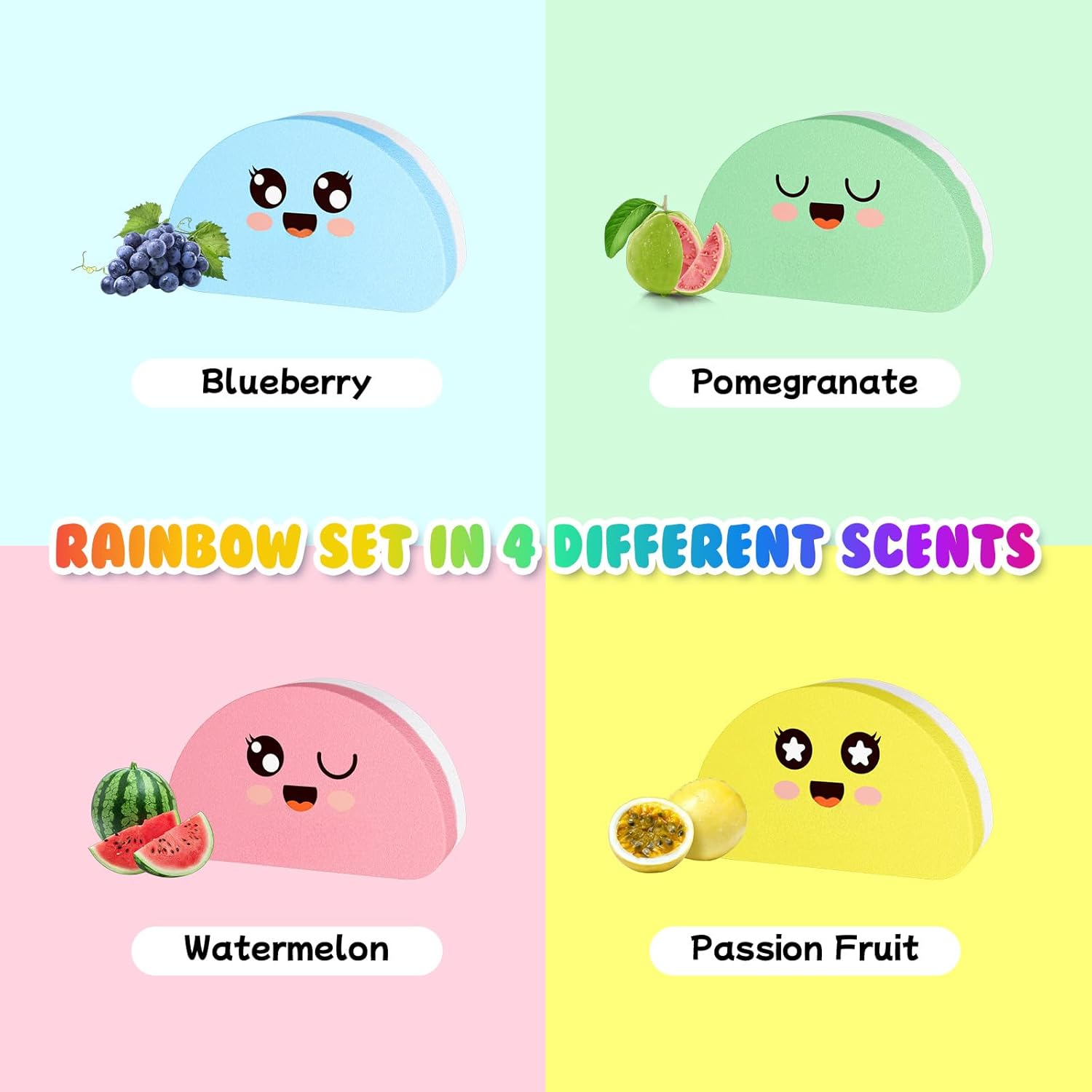 Kids Rainbow Bath Bomb Gift Set – Surprise Toy Inside, Easter Gift (4 Pack)
