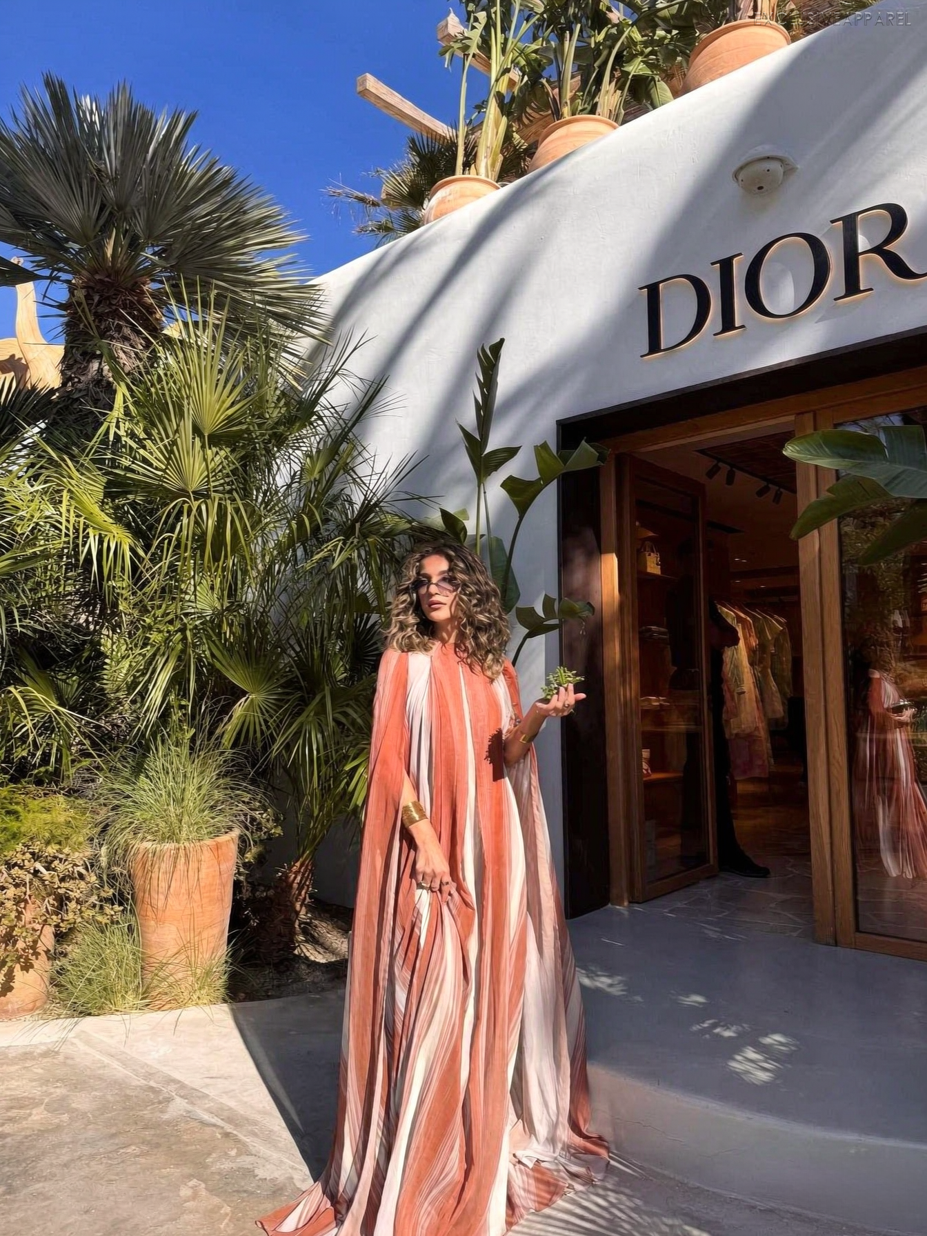 Juliette Orange V-neck Long Dress with Cloak Style