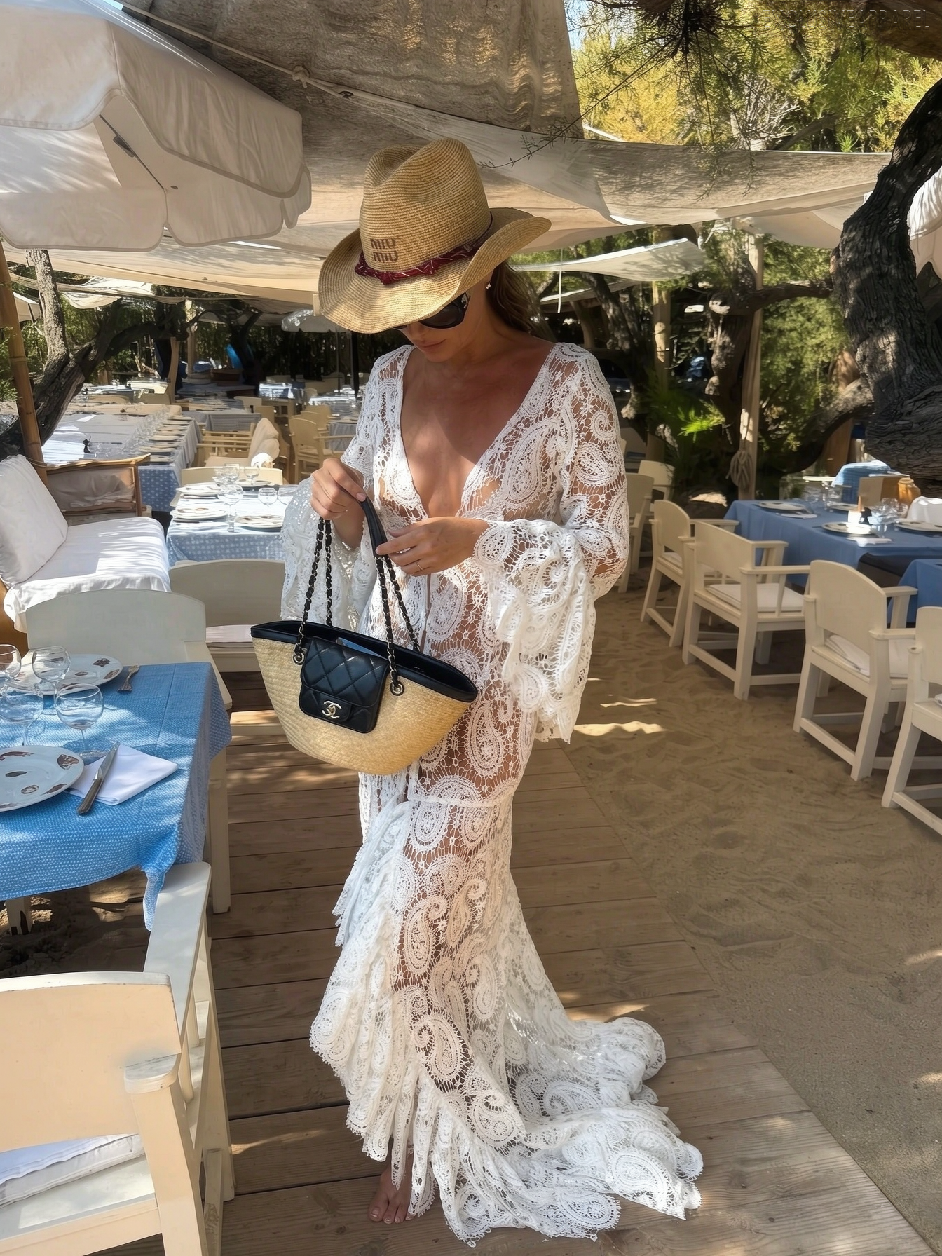 Amara White Deep V Long Sleeve Fish Tail Evening Dress