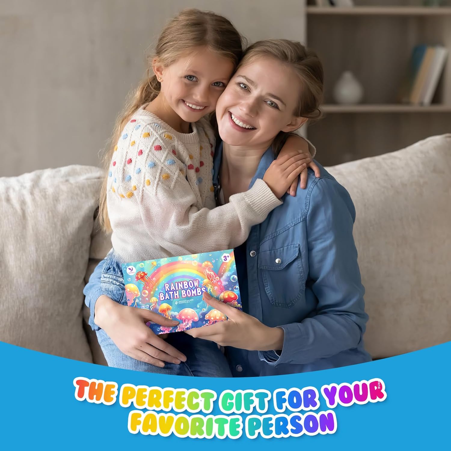 Kids Rainbow Bath Bomb Gift Set – Surprise Toy Inside, Easter Gift (4 Pack)