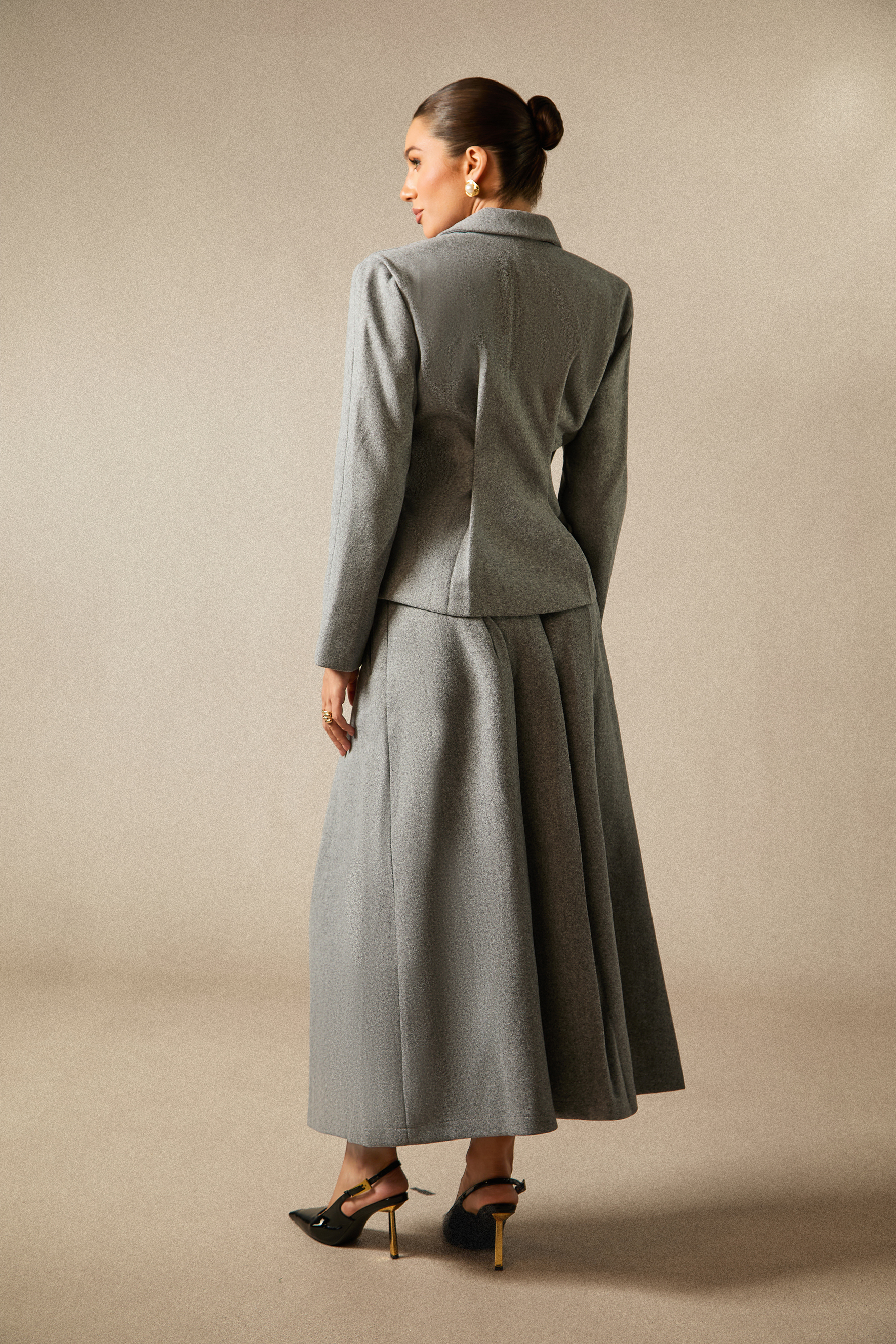 Georgia Lapel Blazer Midi Skirt Set-purelyfable