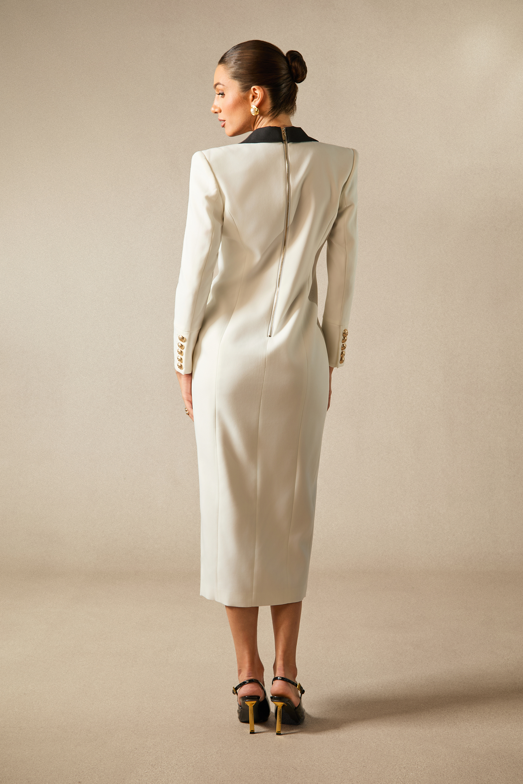 Silas Colorblock Tuxedo Maxi Blazer Dress-purelyfable