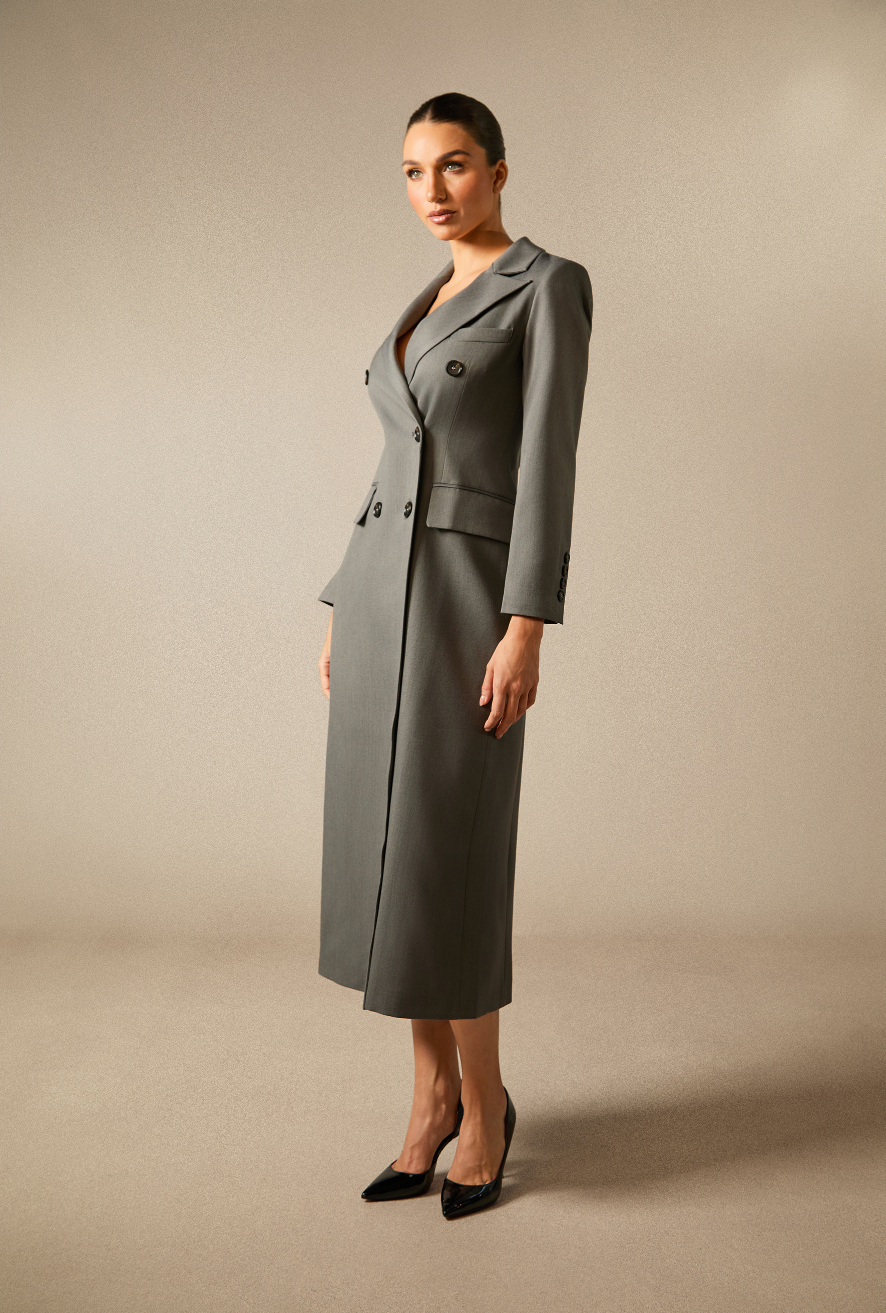 Khloe Double Breasted Peak Lapel Coat-purelyfable