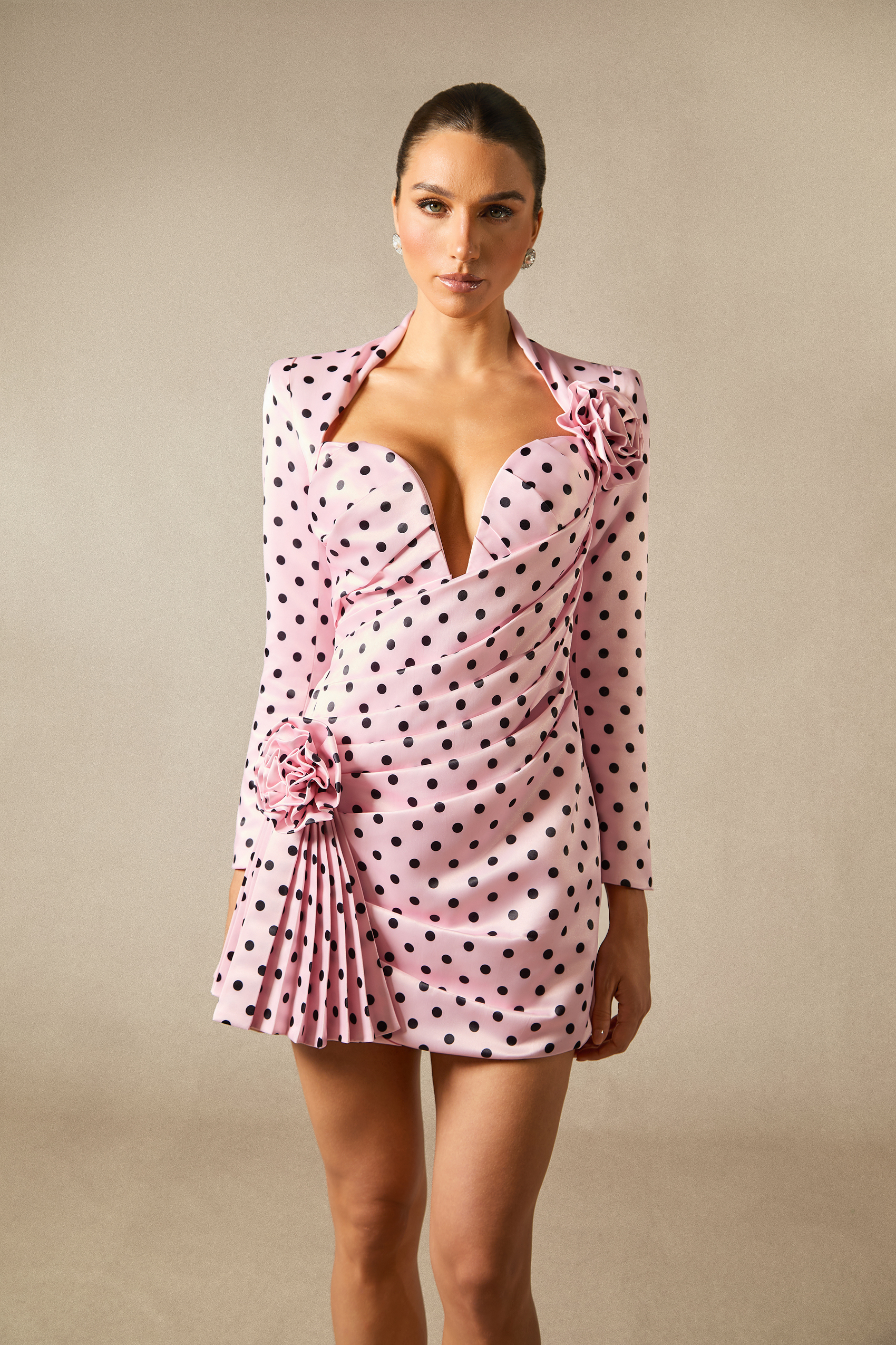 Kristin Polka Dots Sweetheart Mini Dress-purelyfable