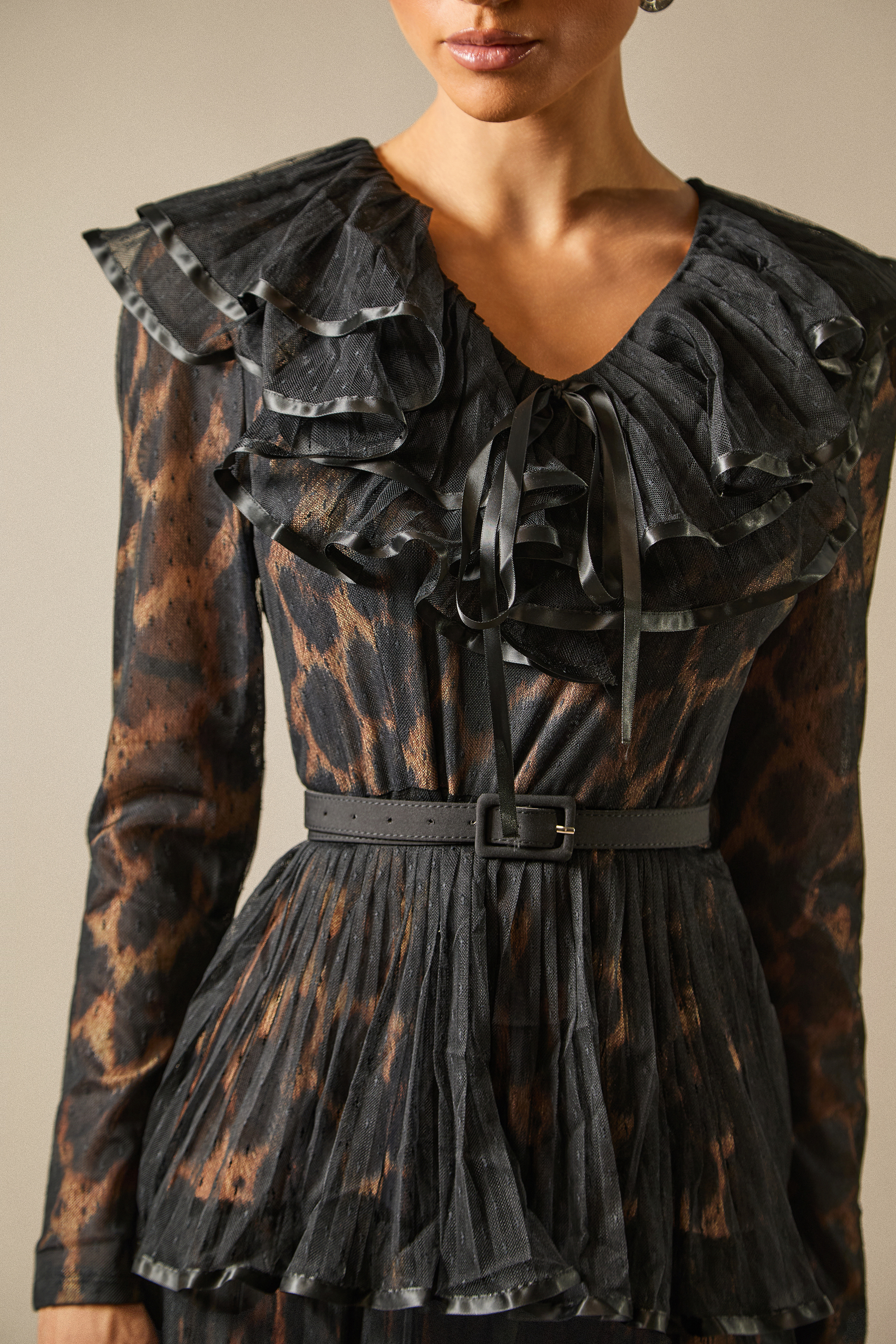 Loretta Leopard Print Tiered Ruffle Maxi Dress-purelyfable