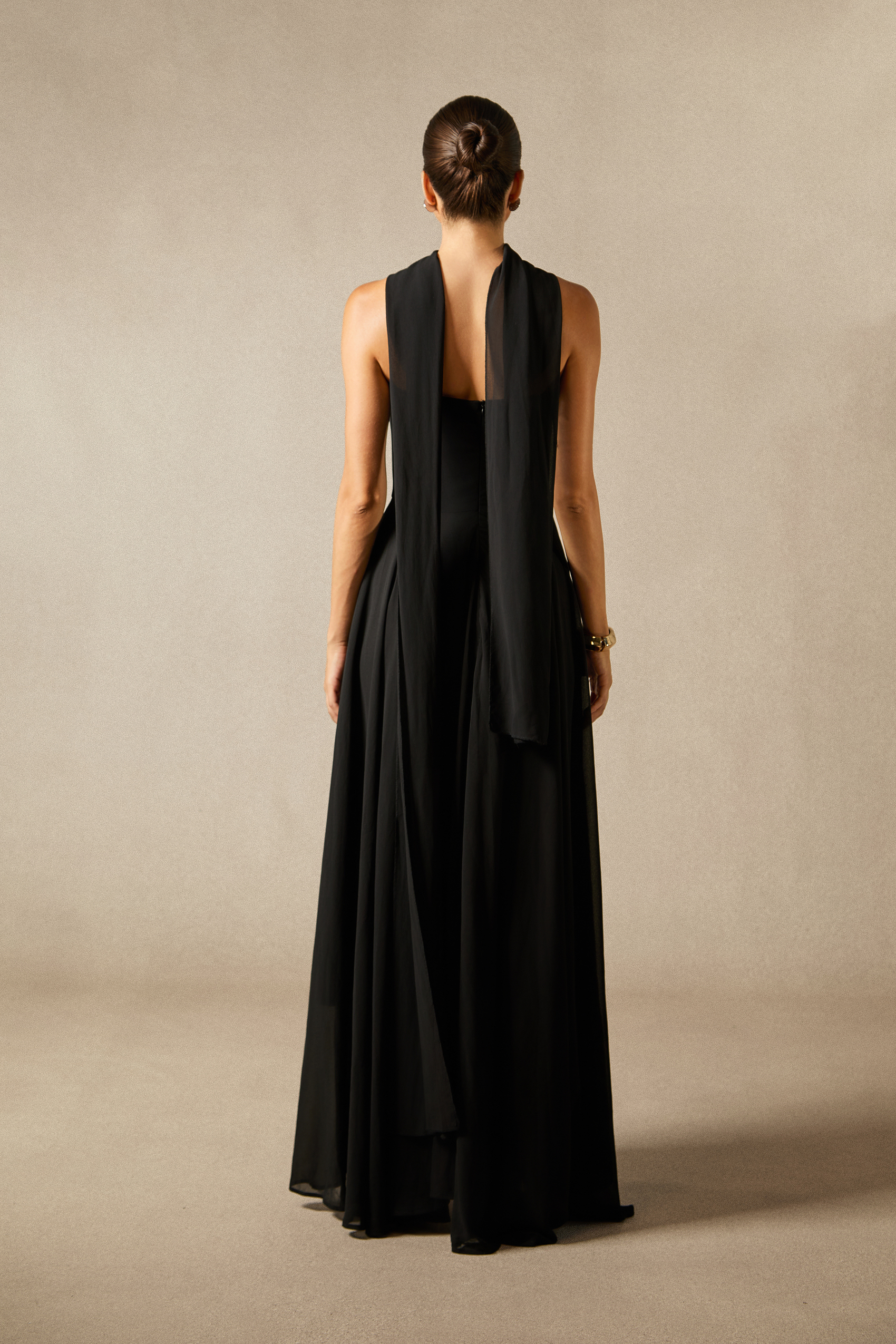Sarah Strapless Floral Detail Maxi Dress with Scarf-purelyfable