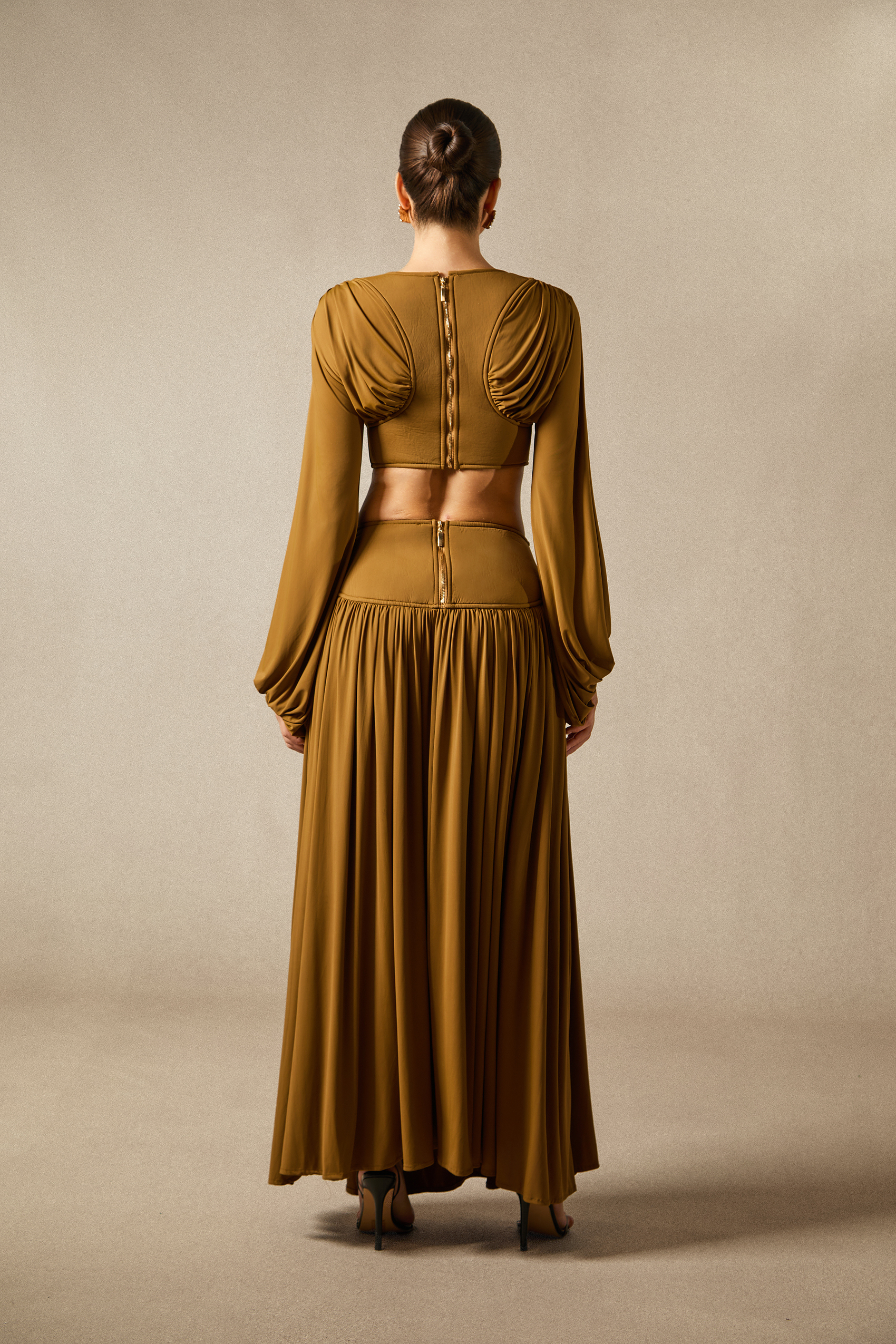 Heidi Long Sleeve Crop Top & Pleated Skirt Set-purelyfable