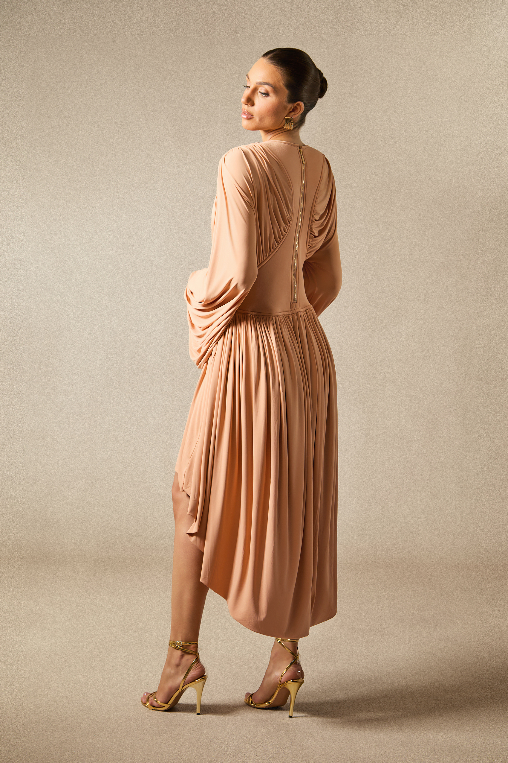 Thea Long Sleeve Asymmetrical Hem Mini Dress-purelyfable