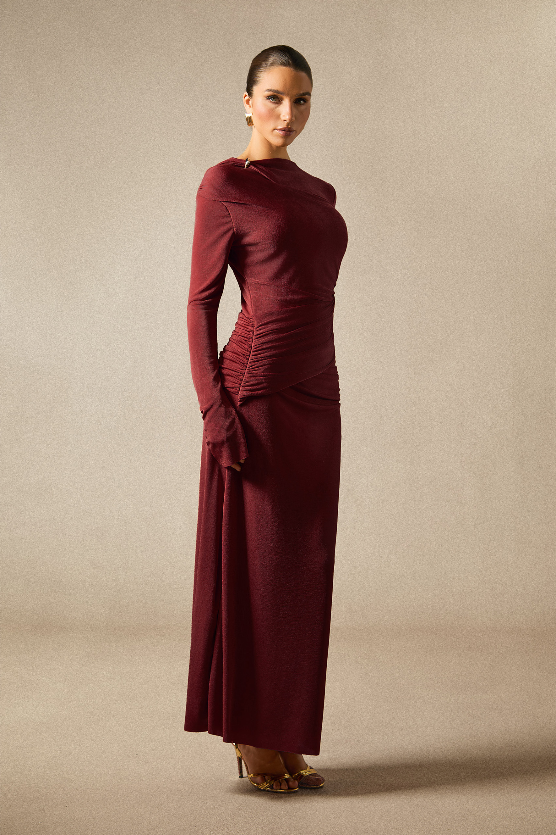 Ophelia Long Sleeve Cutout Maxi Dress-purelyfable