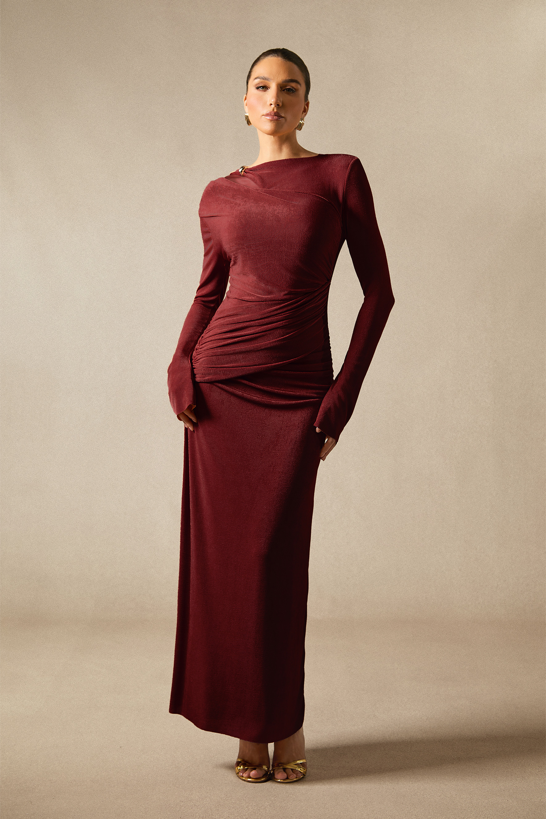 Ophelia Long Sleeve Cutout Maxi Dress-purelyfable