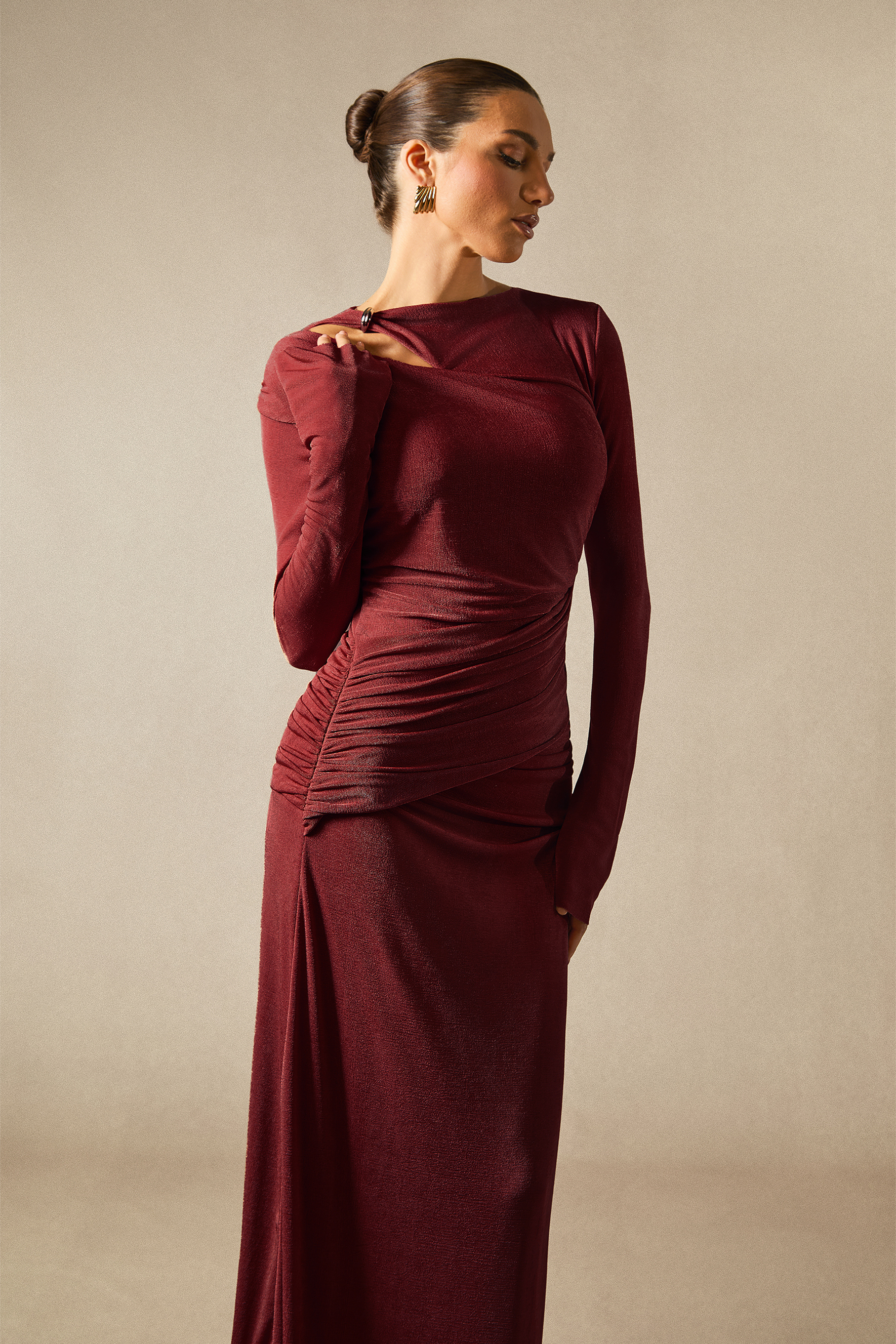 Ophelia Long Sleeve Cutout Maxi Dress-purelyfable