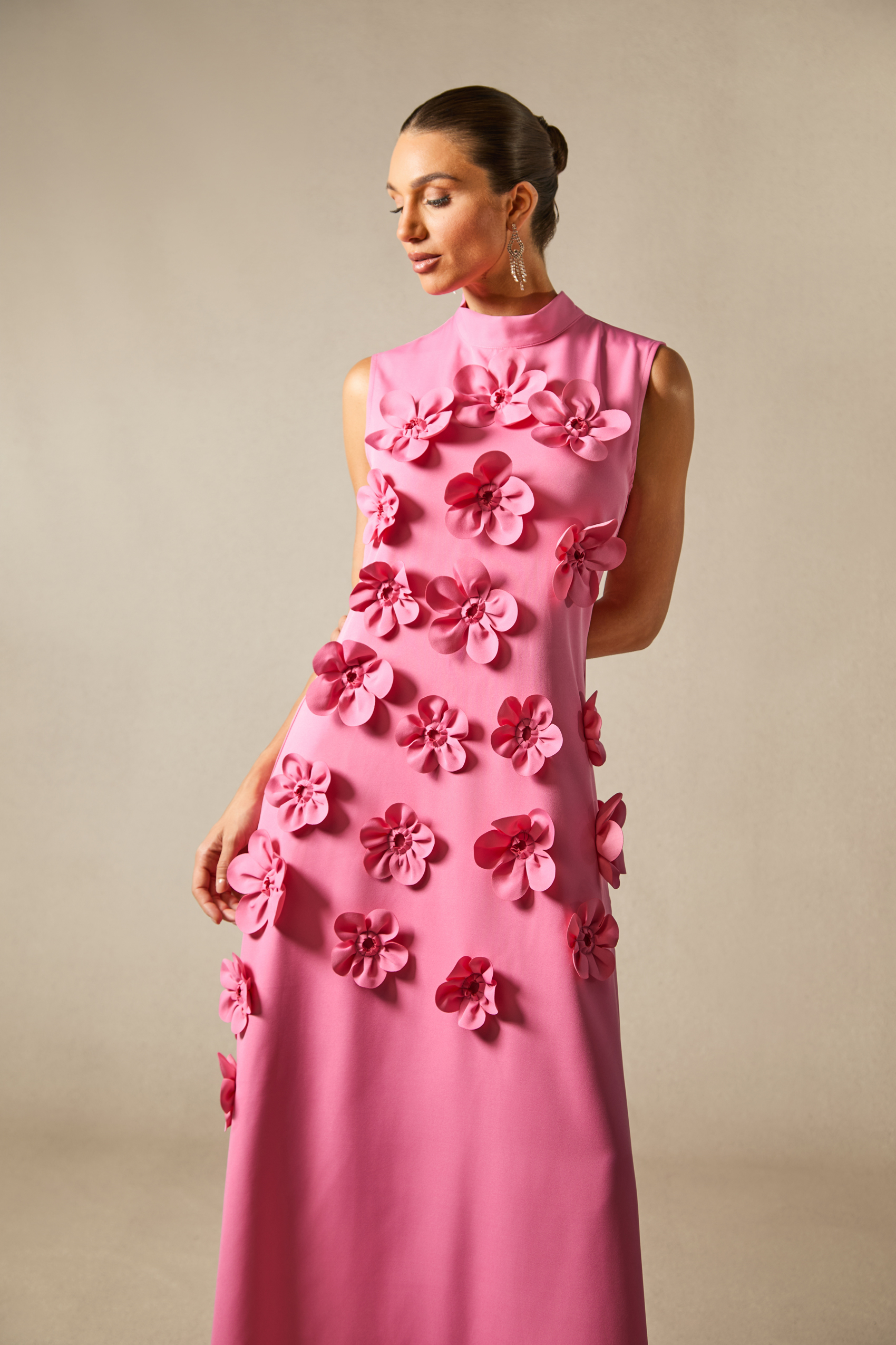 Ethel Flower Embellished Sleeveless Maxi Dress-purelyfable