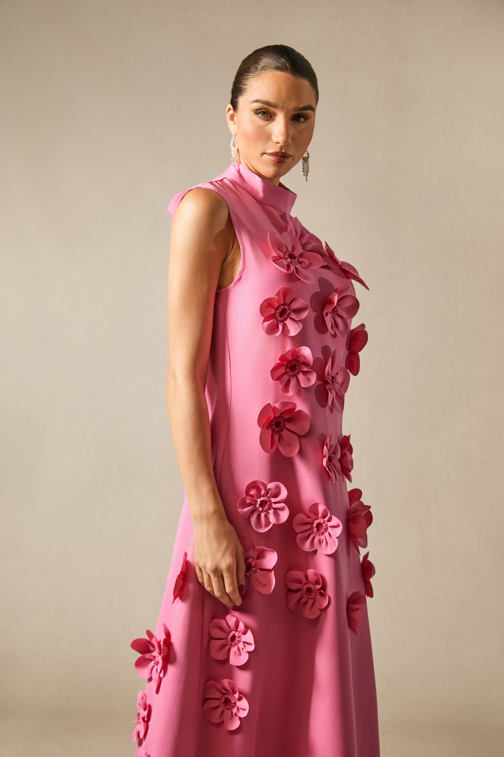 Ethel Flower Embellished Sleeveless Maxi Dress-purelyfable