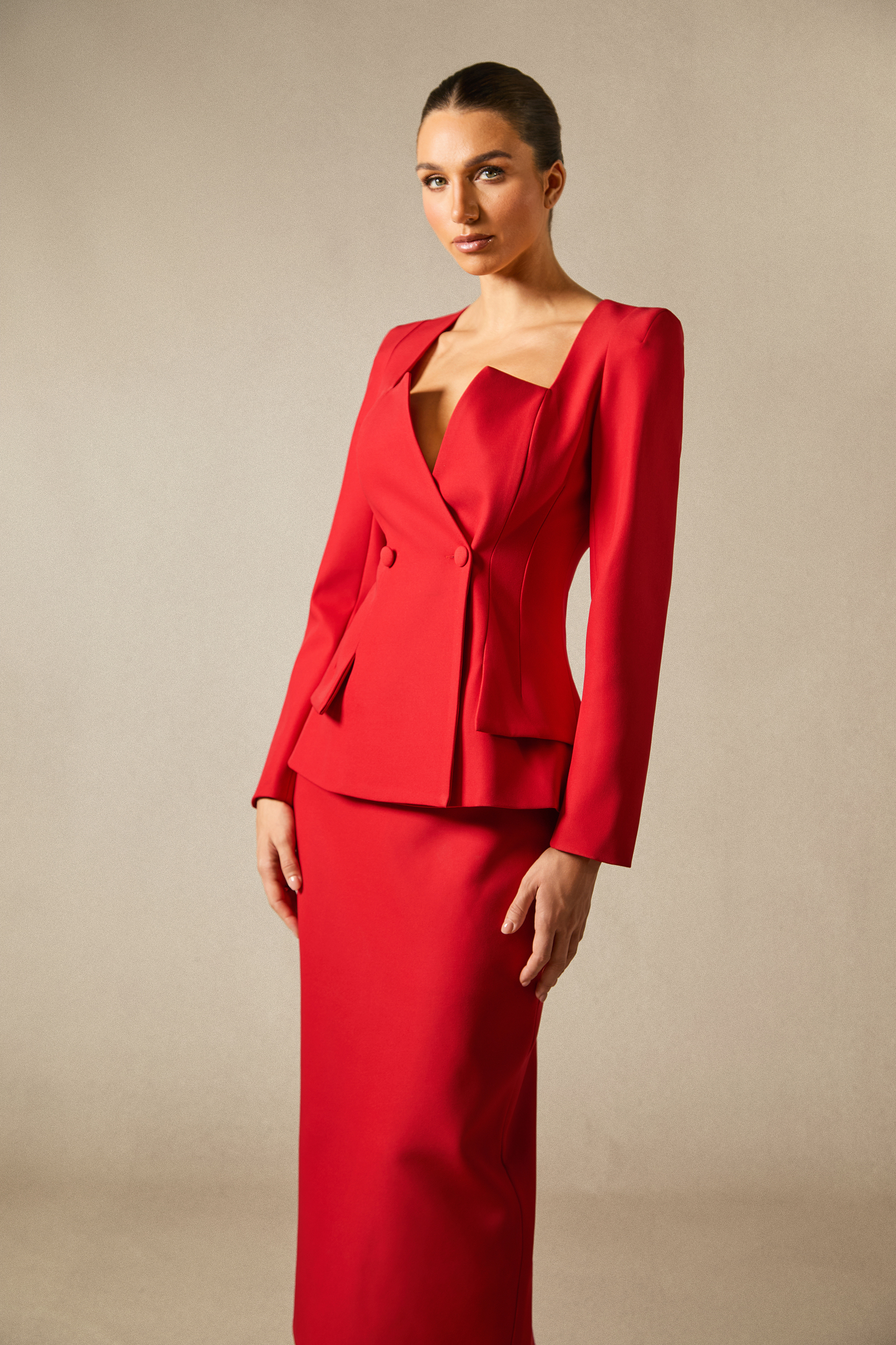 Anna Double Breasted Blazer & Pencil Skirt Set-purelyfable