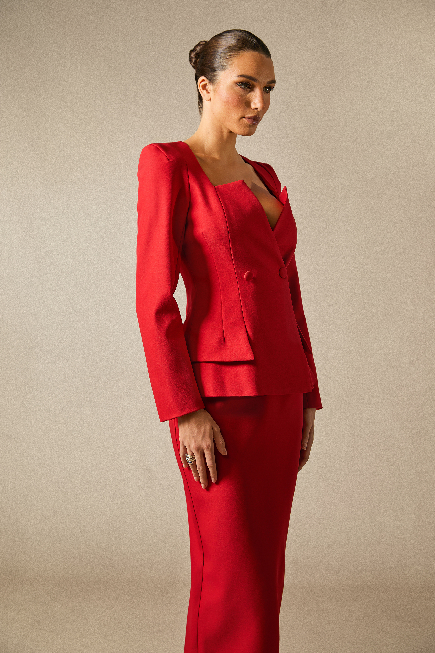 Anna Double Breasted Blazer & Pencil Skirt Set-purelyfable