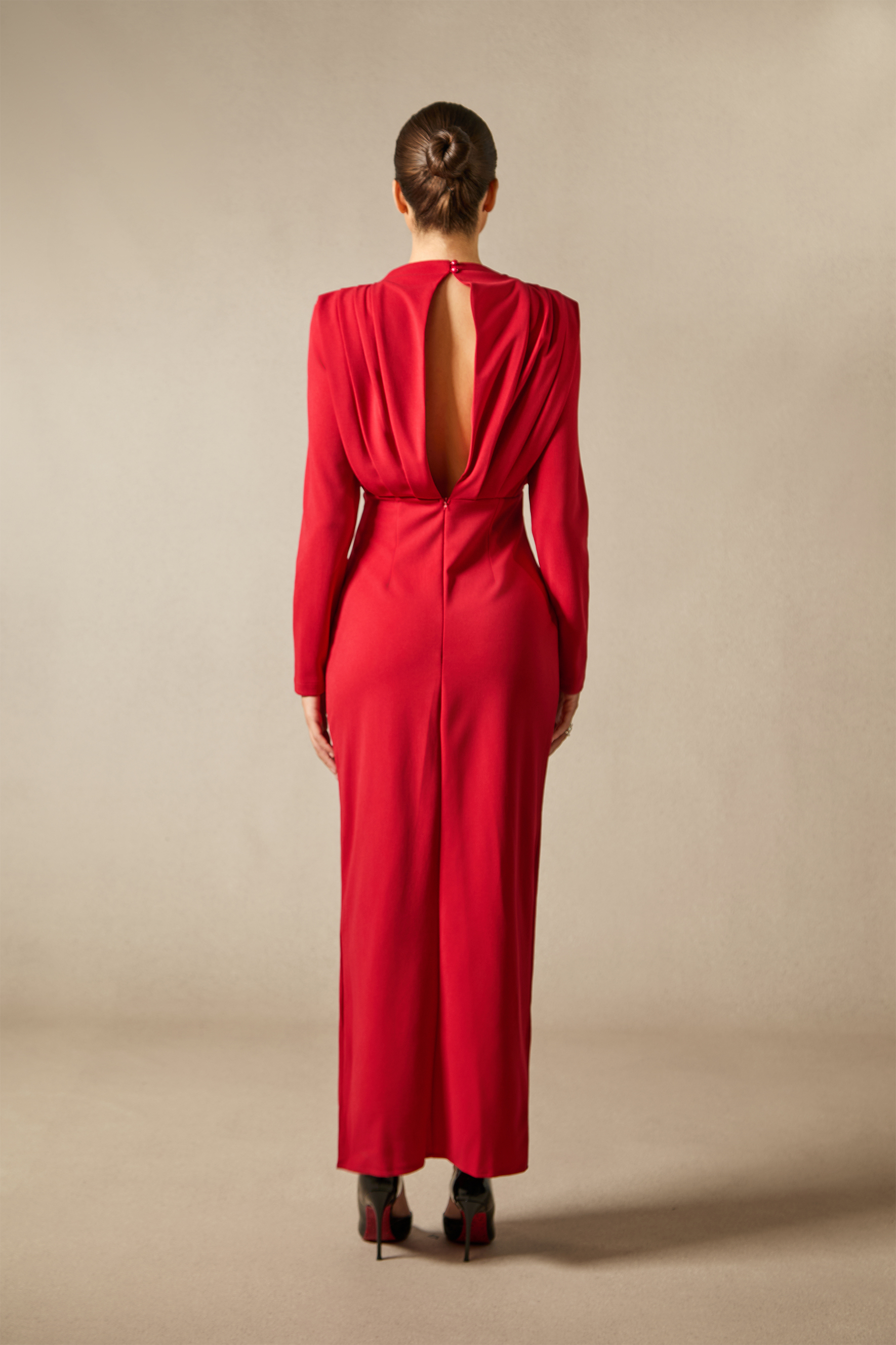 Novia Long Sleeve High Split Maxi Dress-purelyfable