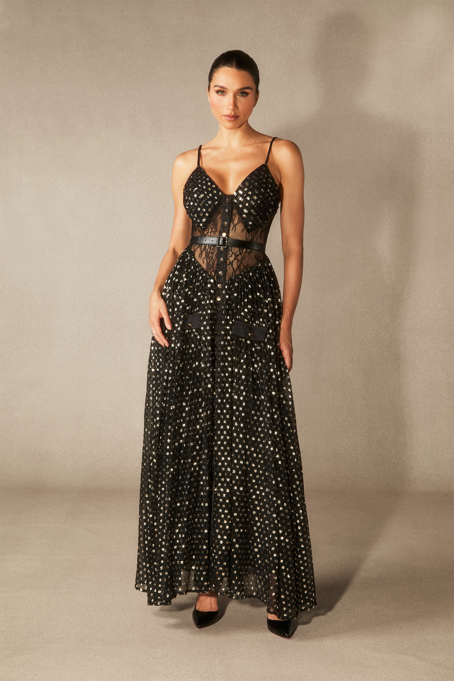 Andrea V-neck Semi-sheer Chiffon Maxi Dress-purelyfable
