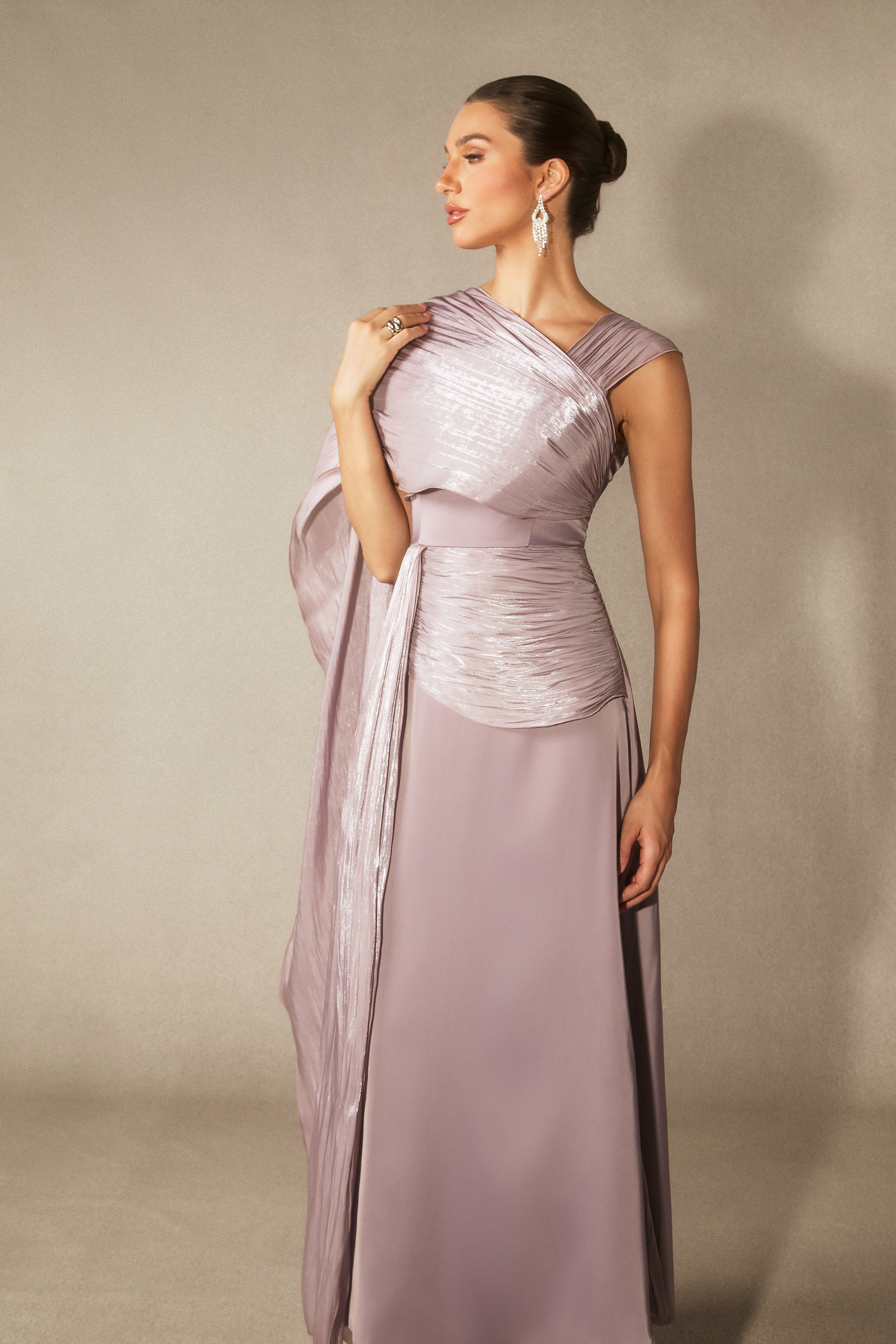 Ariella Sleeveless Draped Maxi Dress-purelyfable