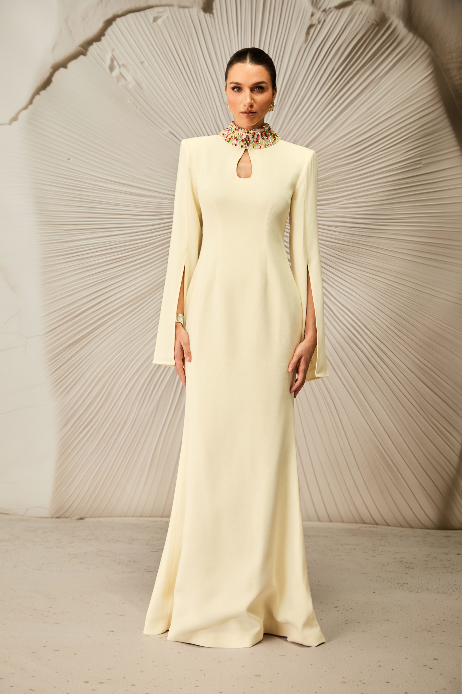 Mariana Cape Sleeve Keyhole Maxi Dress-purelyfable