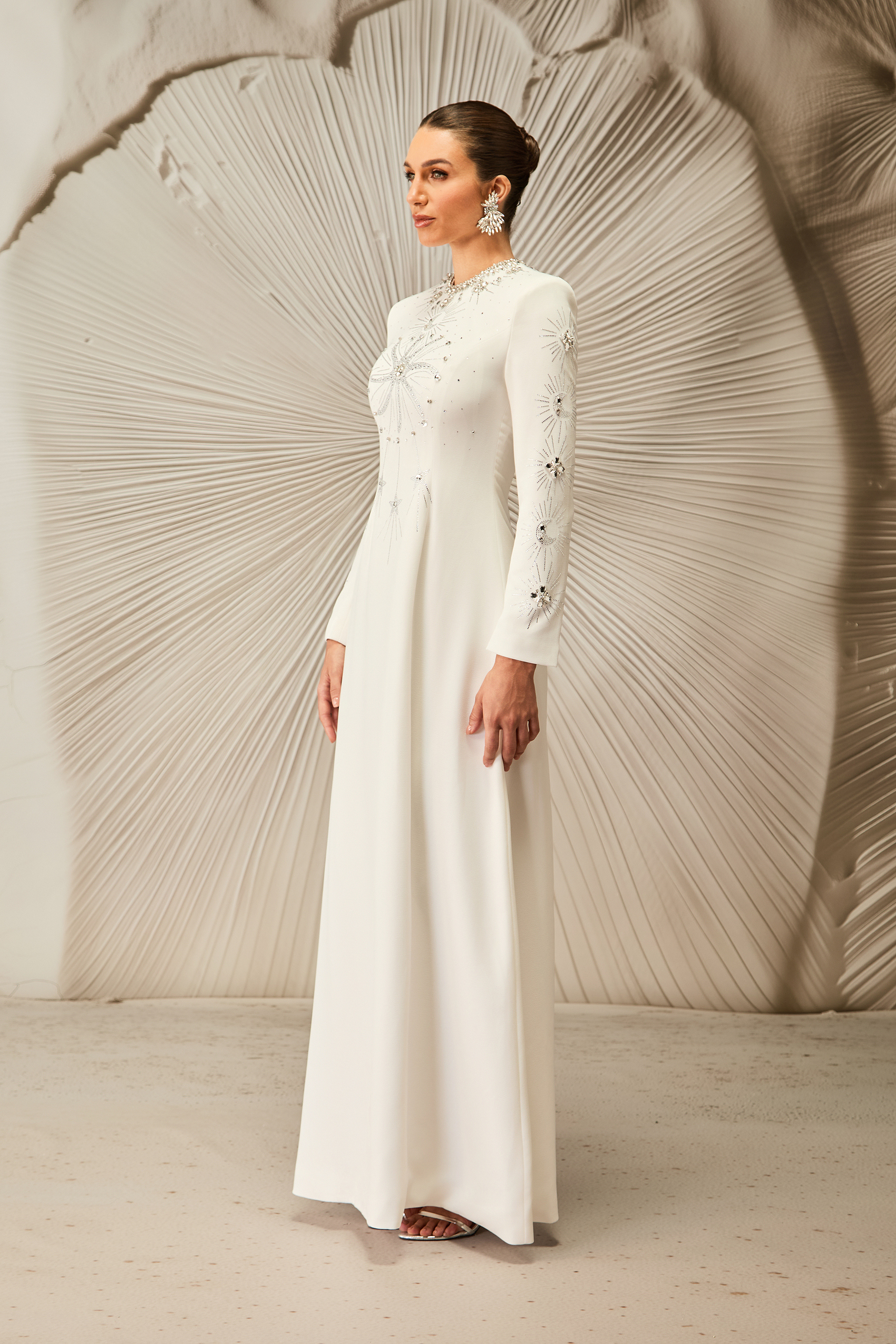 Ramona Crystal Embellished Round Neck Maxi Dress-purelyfable