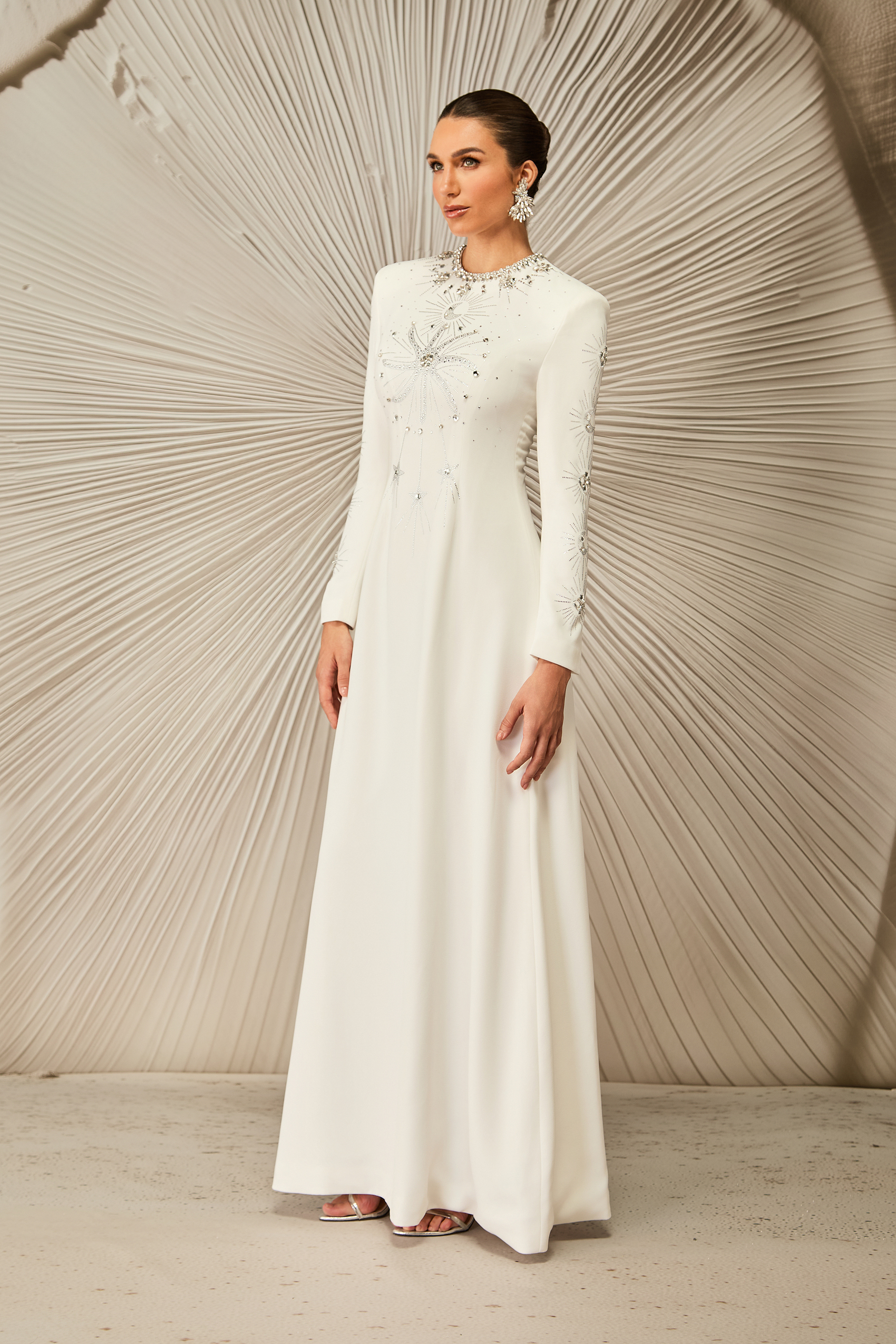 Ramona Crystal Embellished Round Neck Maxi Dress-purelyfable