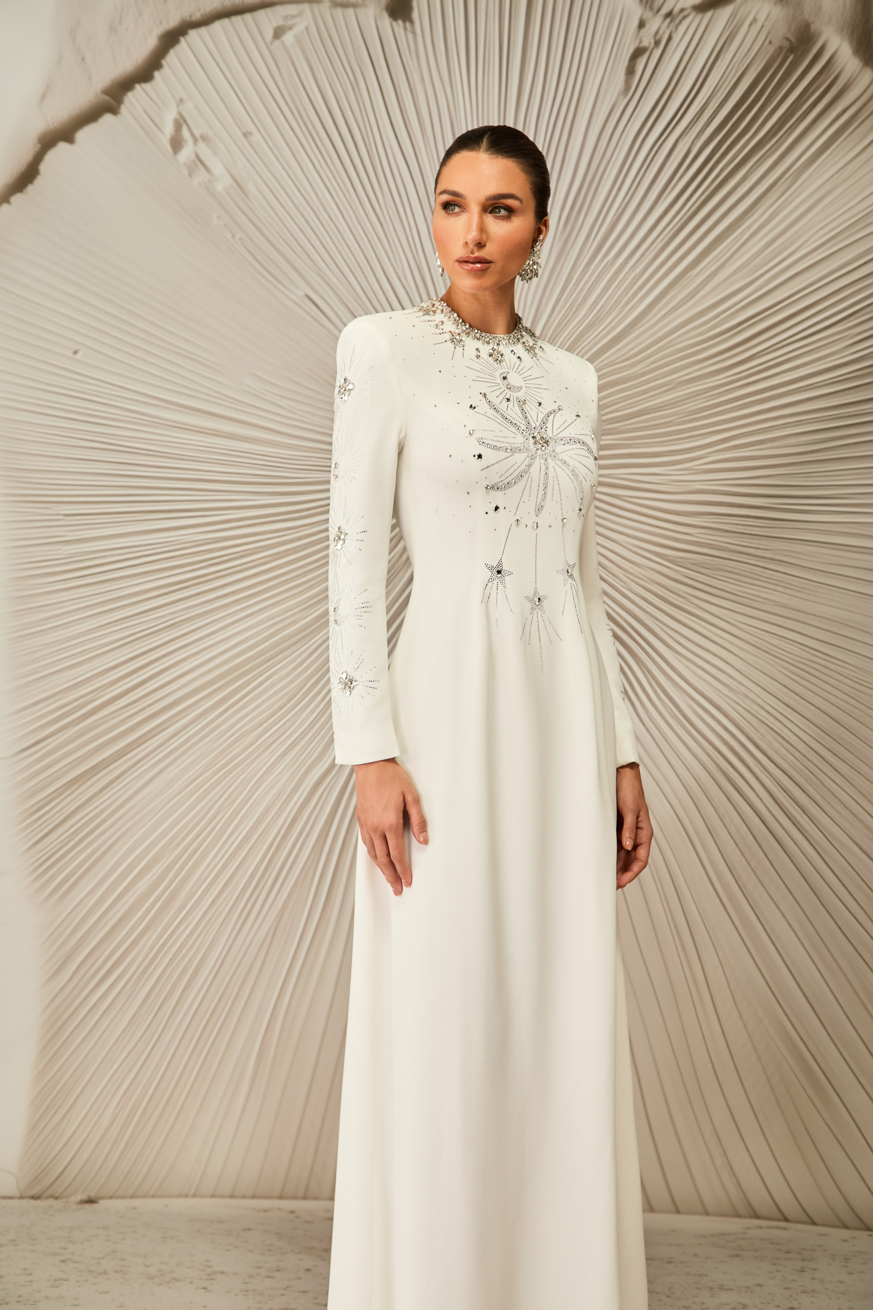 Ramona Crystal Embellished Round Neck Maxi Dress-purelyfable