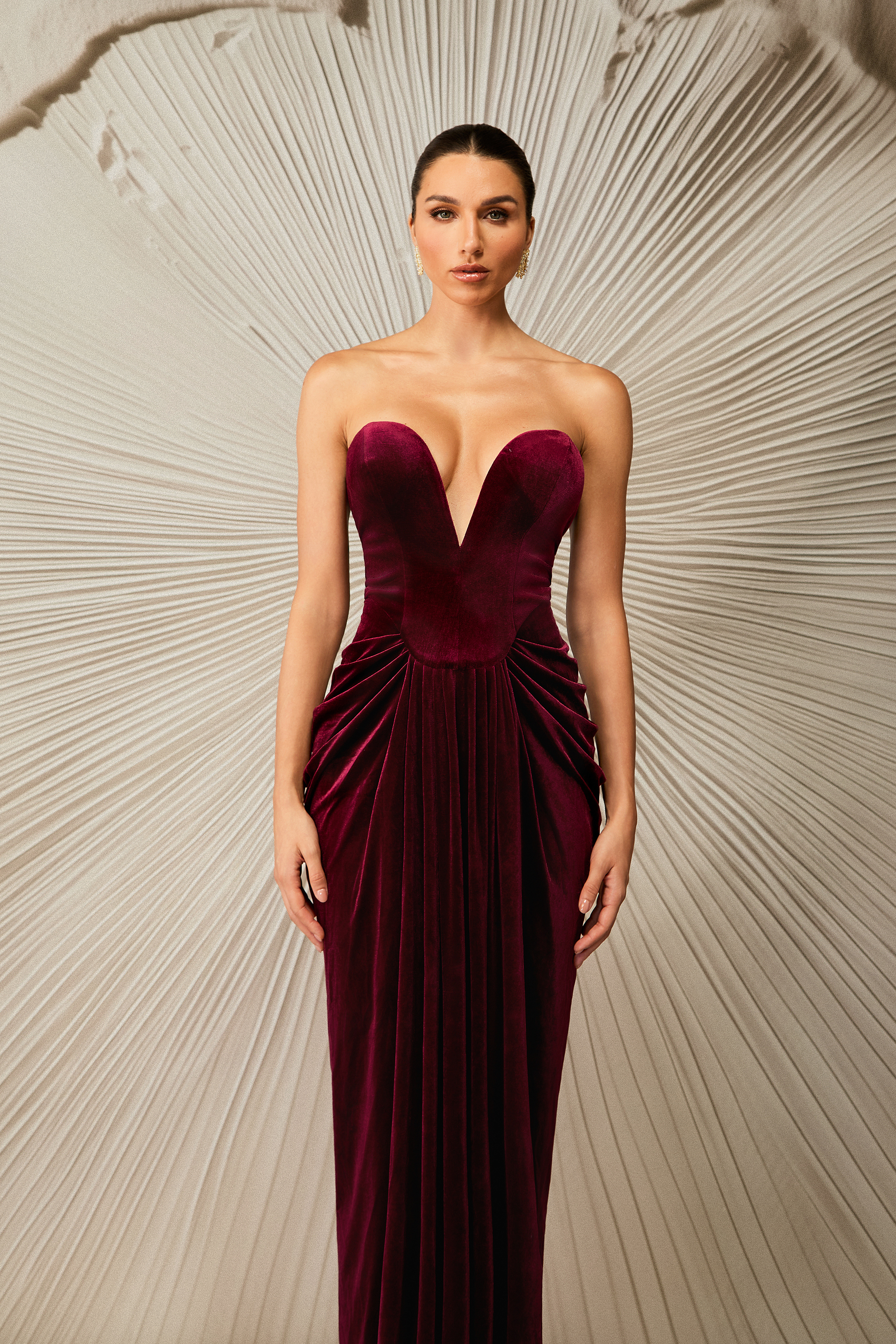 Dorothy Velvet Heart Corset Pleated Tube Maxi Dress-purelyfable