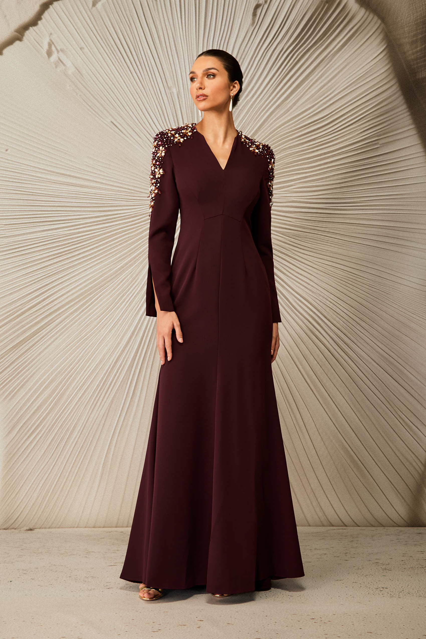 Abigail Embellished V-Neck Maxi Dress-purelyfable