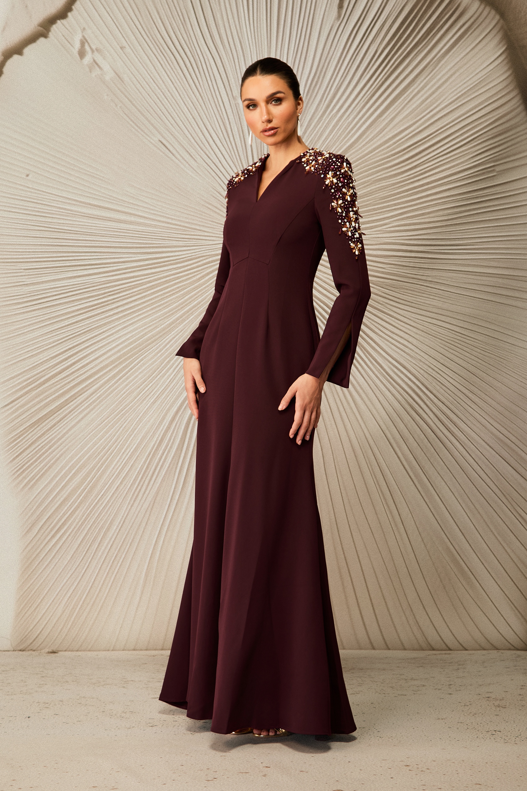Abigail Embellished V-Neck Maxi Dress-purelyfable