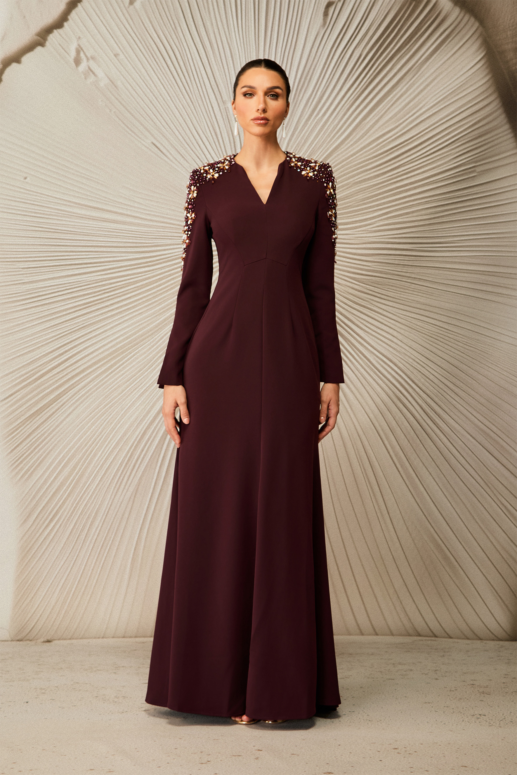Abigail Embellished V-Neck Maxi Dress-purelyfable