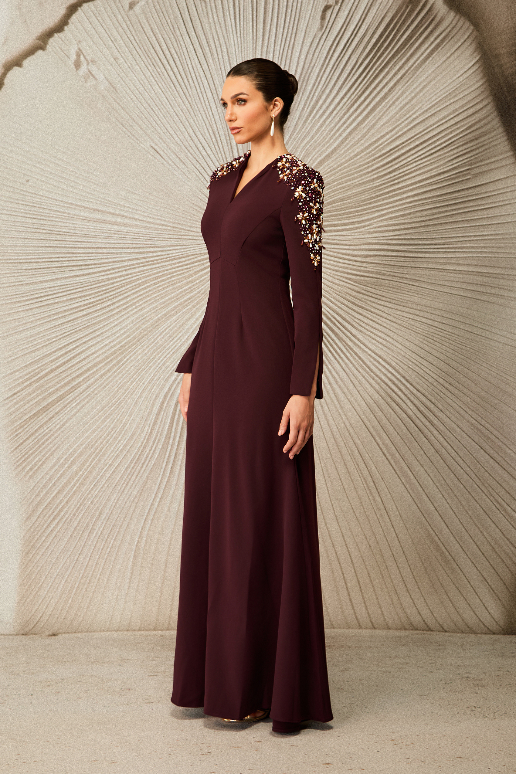 Abigail Embellished V-Neck Maxi Dress-purelyfable