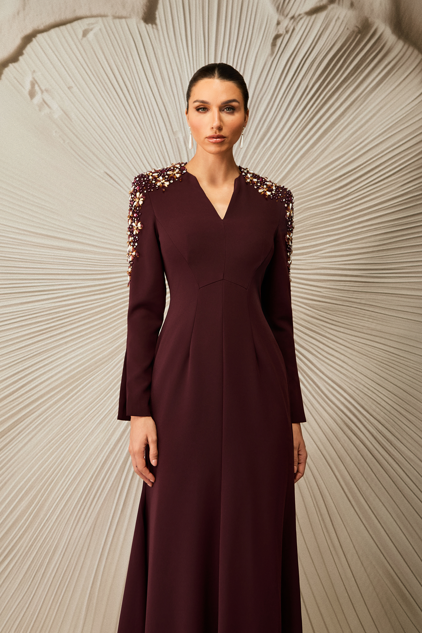Abigail Embellished V-Neck Maxi Dress-purelyfable